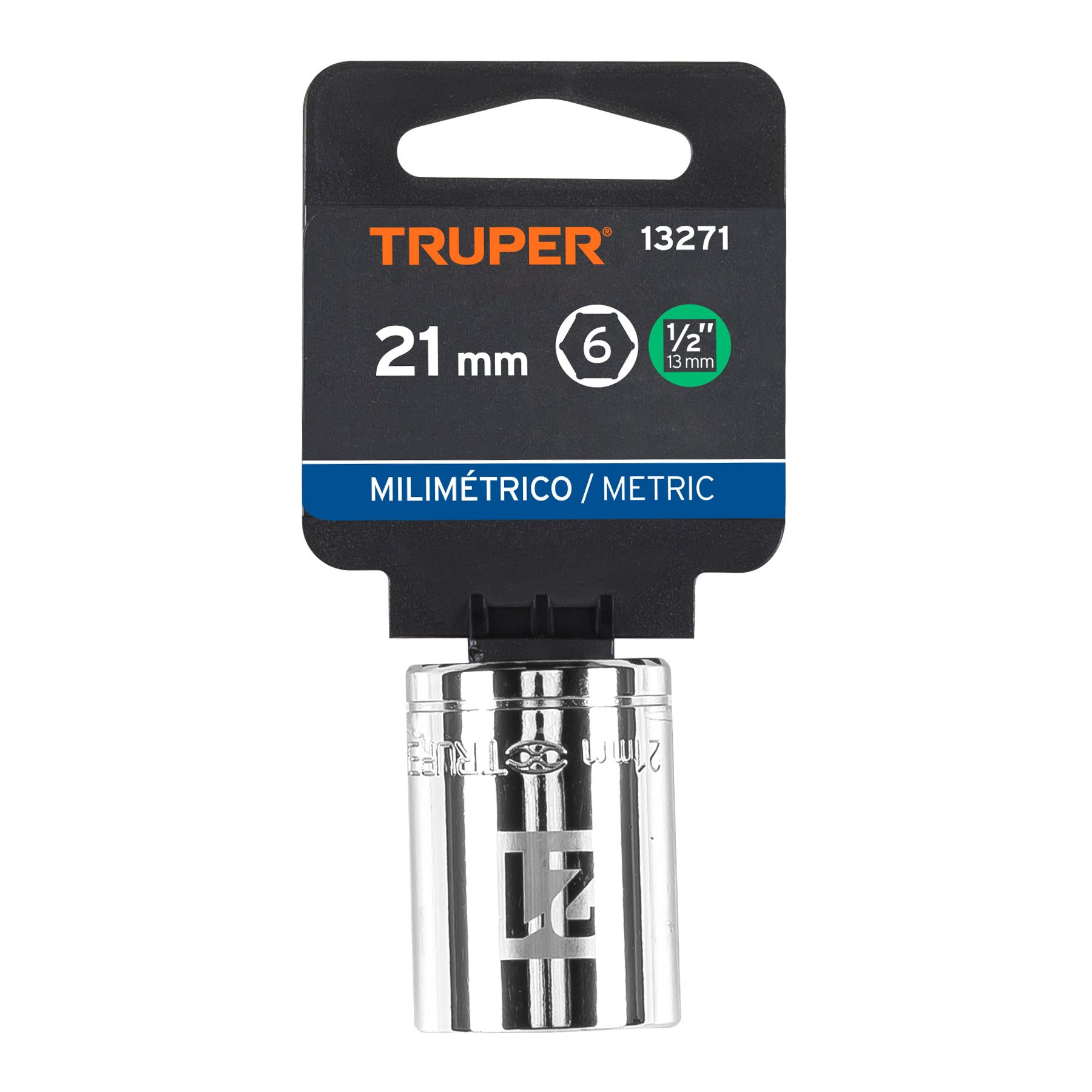 Dado de 21 mm, 6 puntas, cuadro 1/2", TRUPER