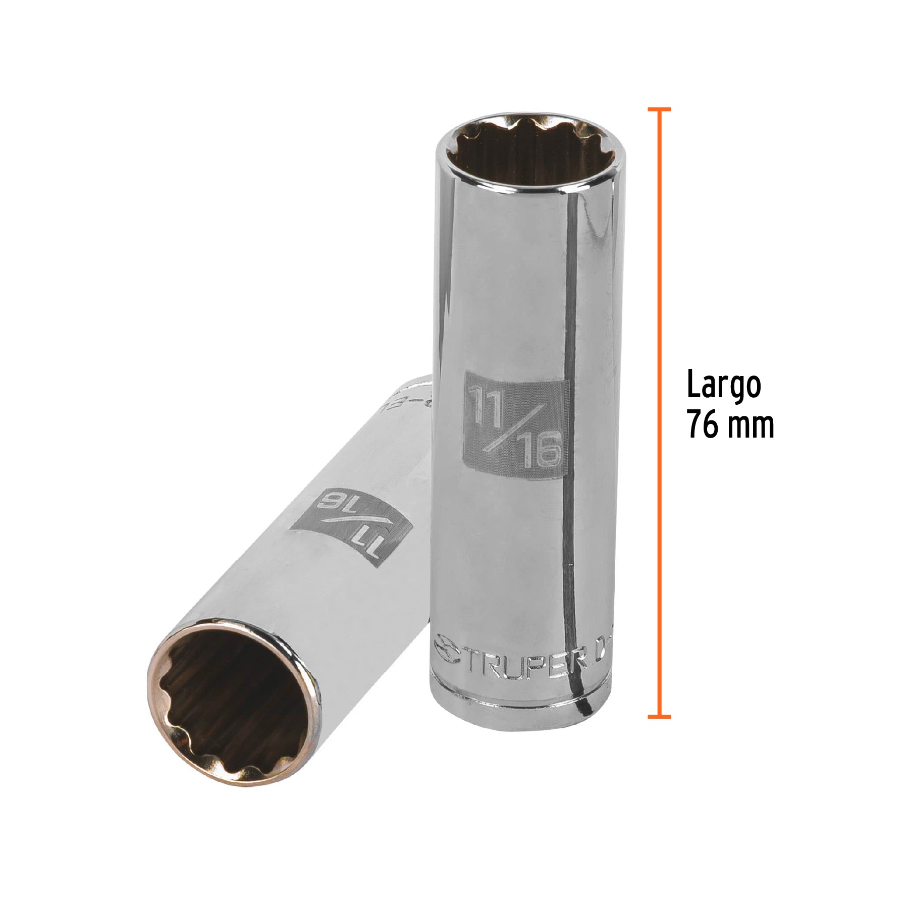Dado largo de 11/16", 12 puntas, cuadro 1/2", TRUPER
