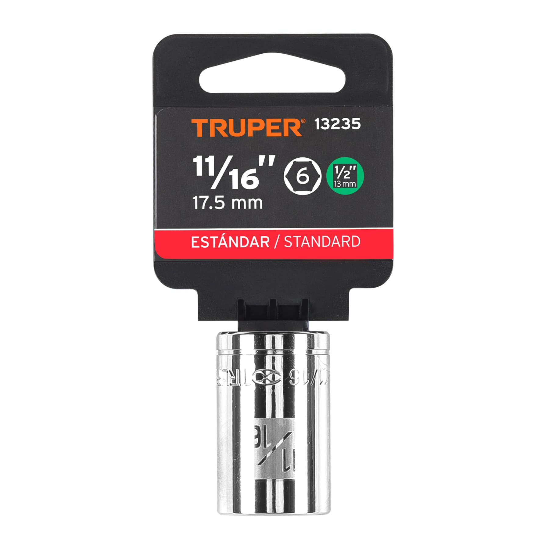 Dado de 11/16", 6 puntas, cuadro 1/2", TRUPER