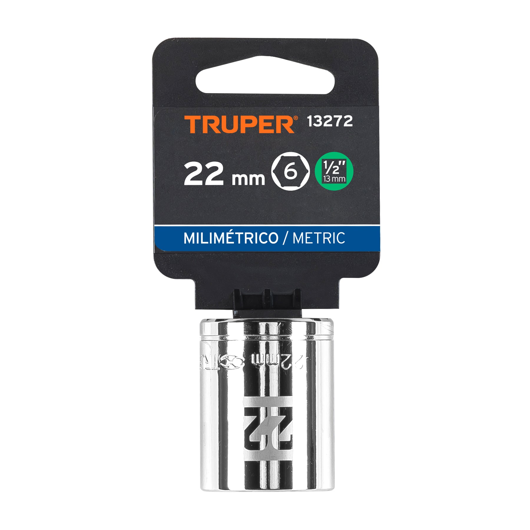 Dado de 22 mm, 6 puntas, cuadro 1/2", TRUPER