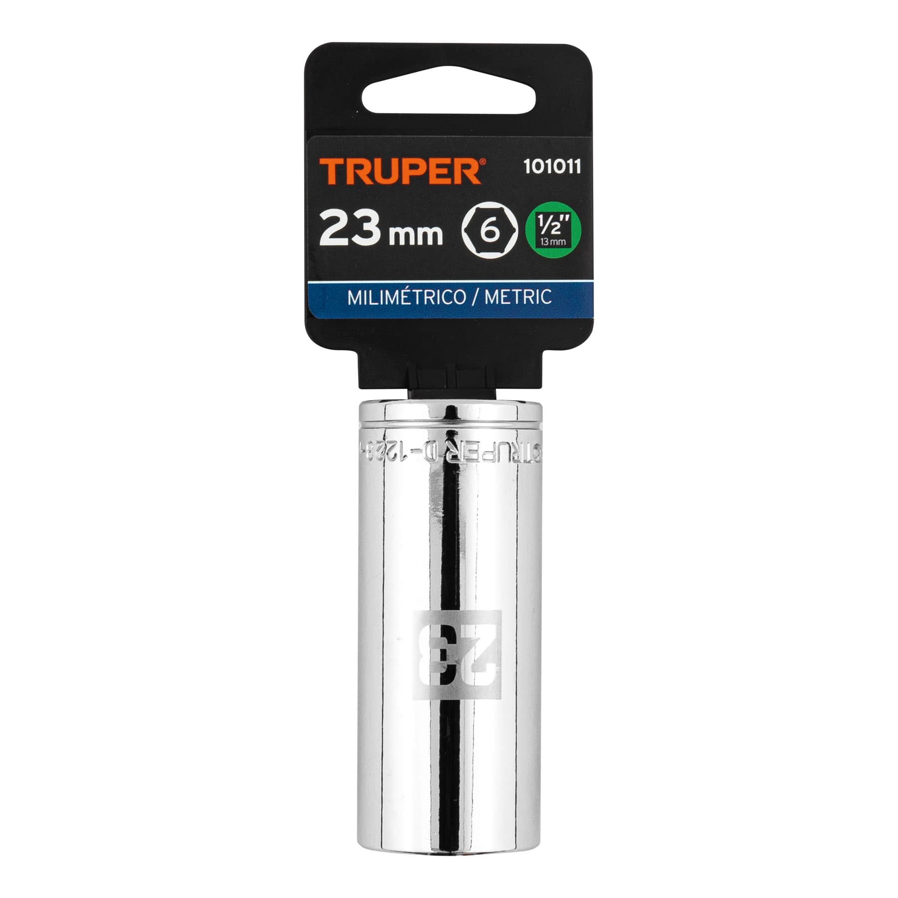 Dado largo de 23 mm, 6 puntas, cuadro 1/2", TRUPER