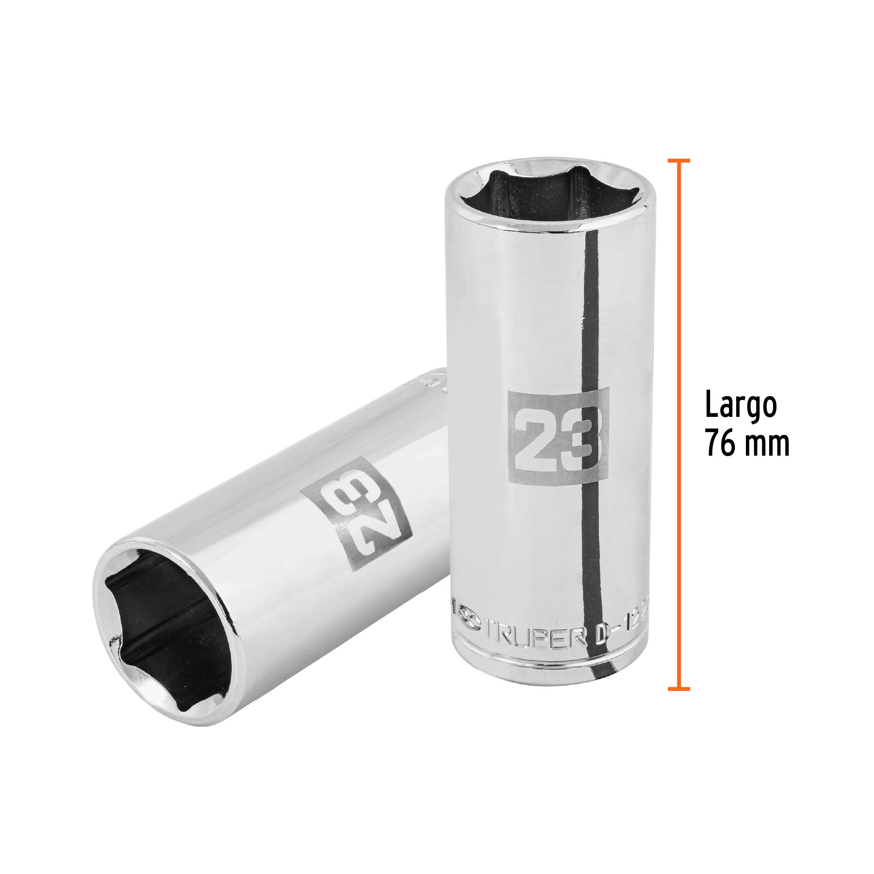 Dado largo de 23 mm, 6 puntas, cuadro 1/2", TRUPER
