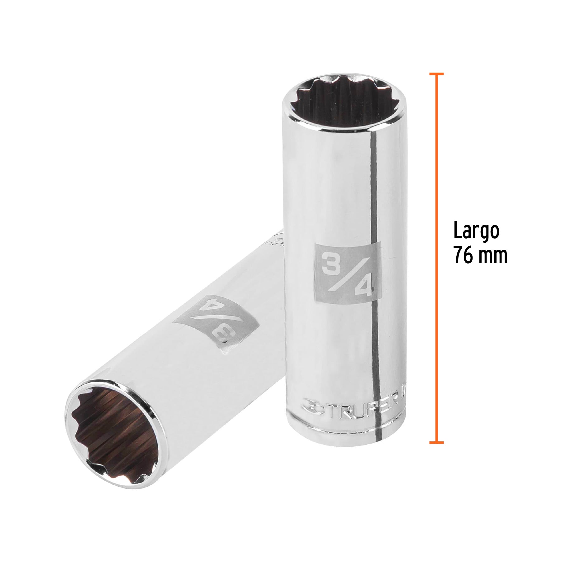 Dado largo de 3/4", 12 puntas, cuadro 1/2", TRUPER