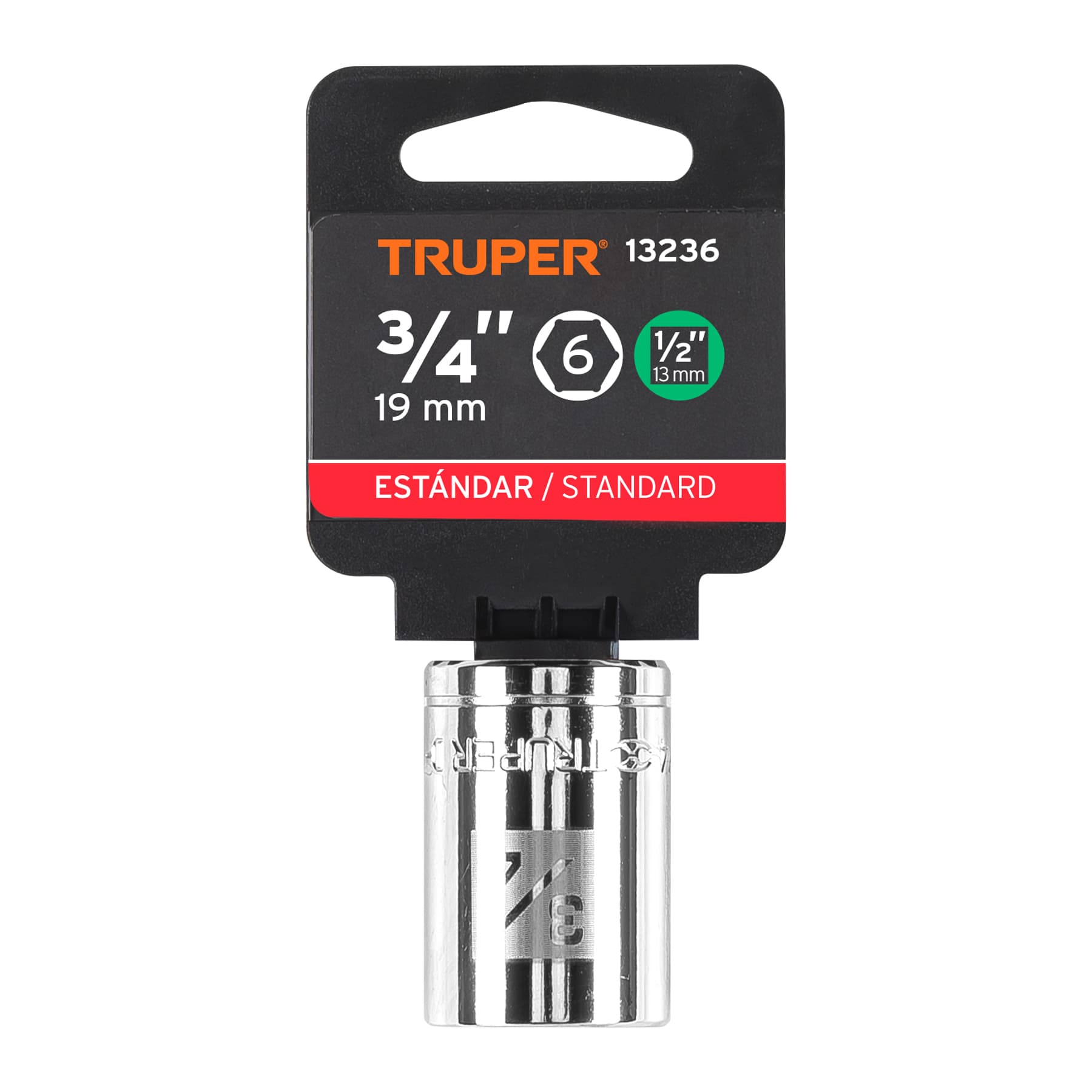 Dado de 3/4", 6 puntas, cuadro 1/2", TRUPER