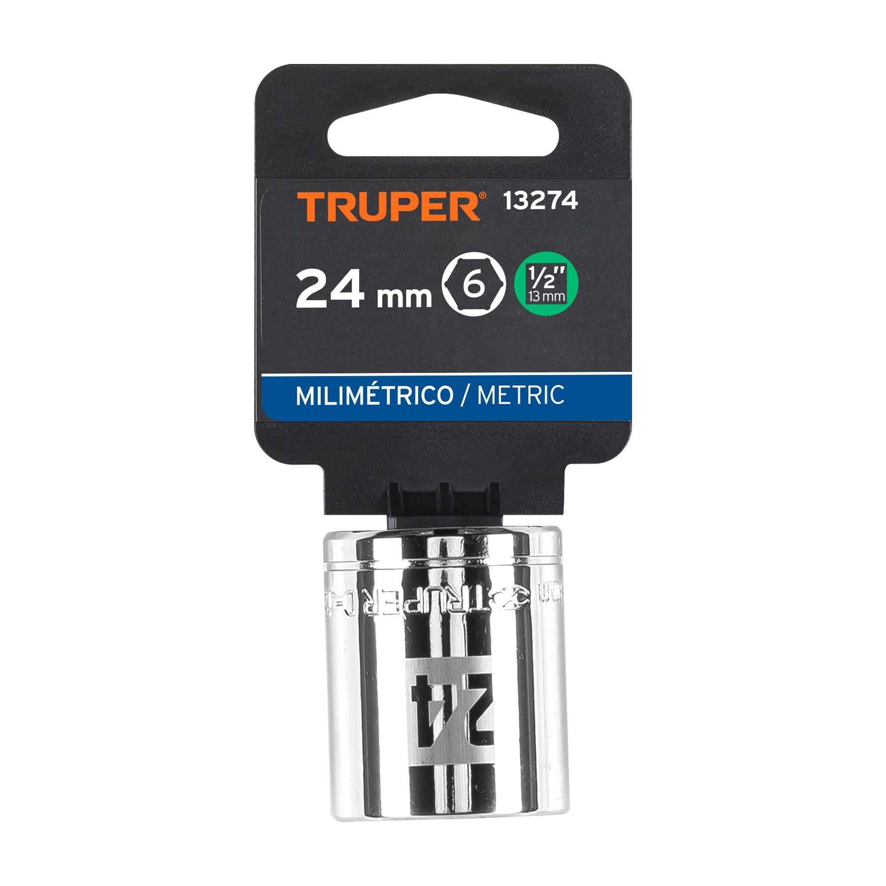 Dado de 24 mm, 6 puntas, cuadro 1/2", TRUPER