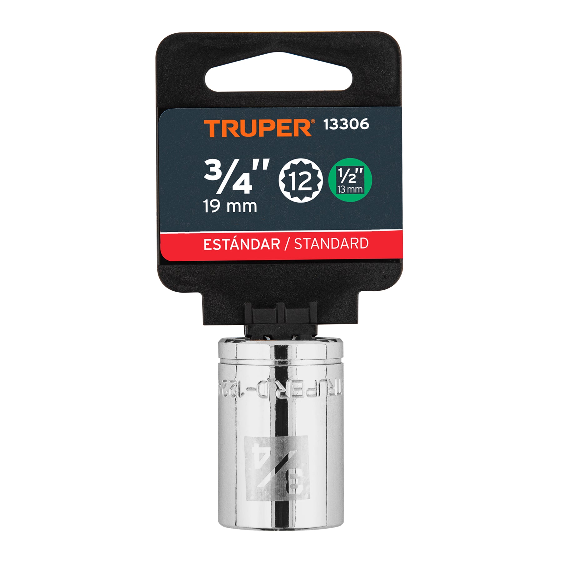 Dado de 3/4", 12 puntas, cuadro 1/2", TRUPER