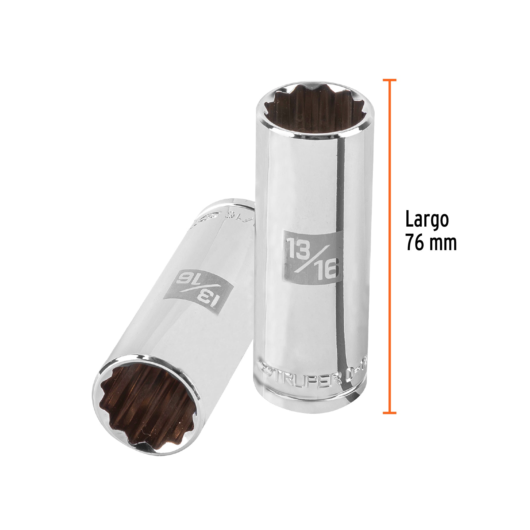 Dado largo de 13/16", 12 puntas, cuadro 1/2", TRUPER