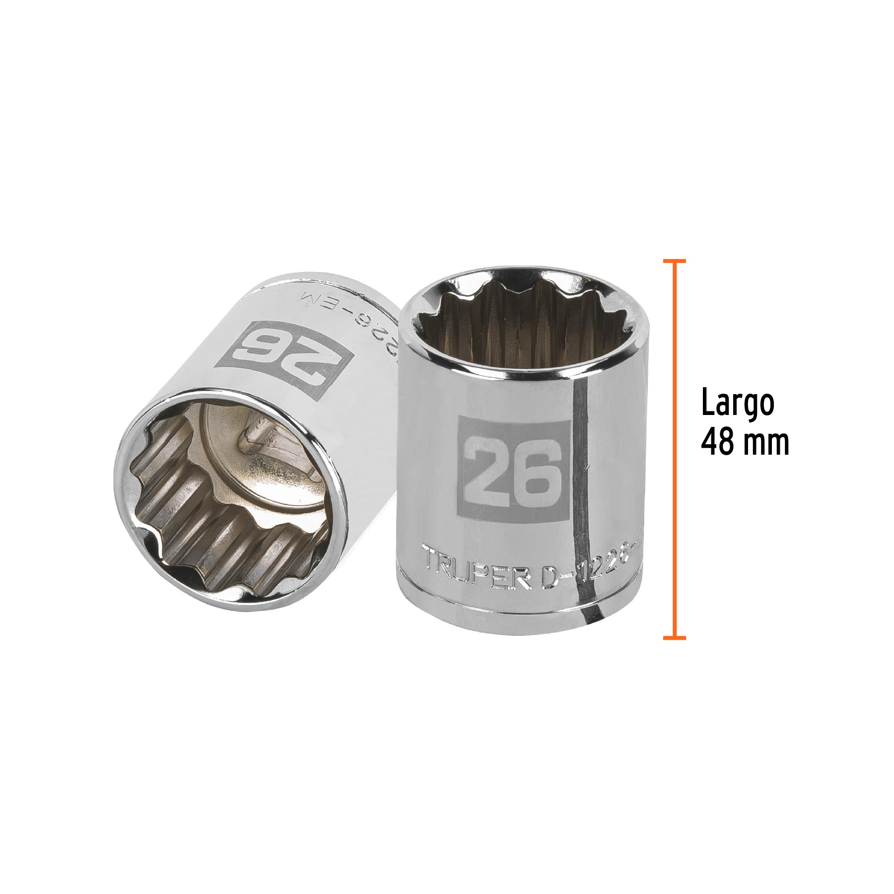 Dado de 26 mm, 12 puntas, cuadro 1/2", TRUPER