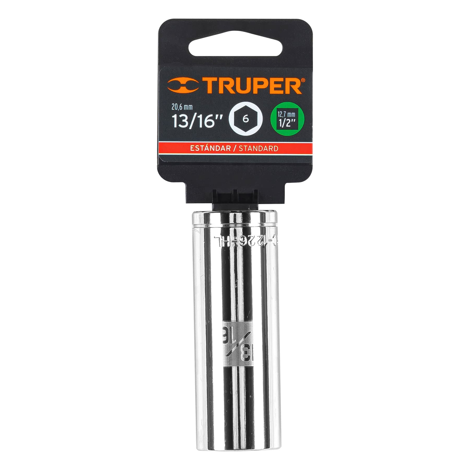 Dado largo de 13/16", 6 puntas, cuadro 1/2", TRUPER