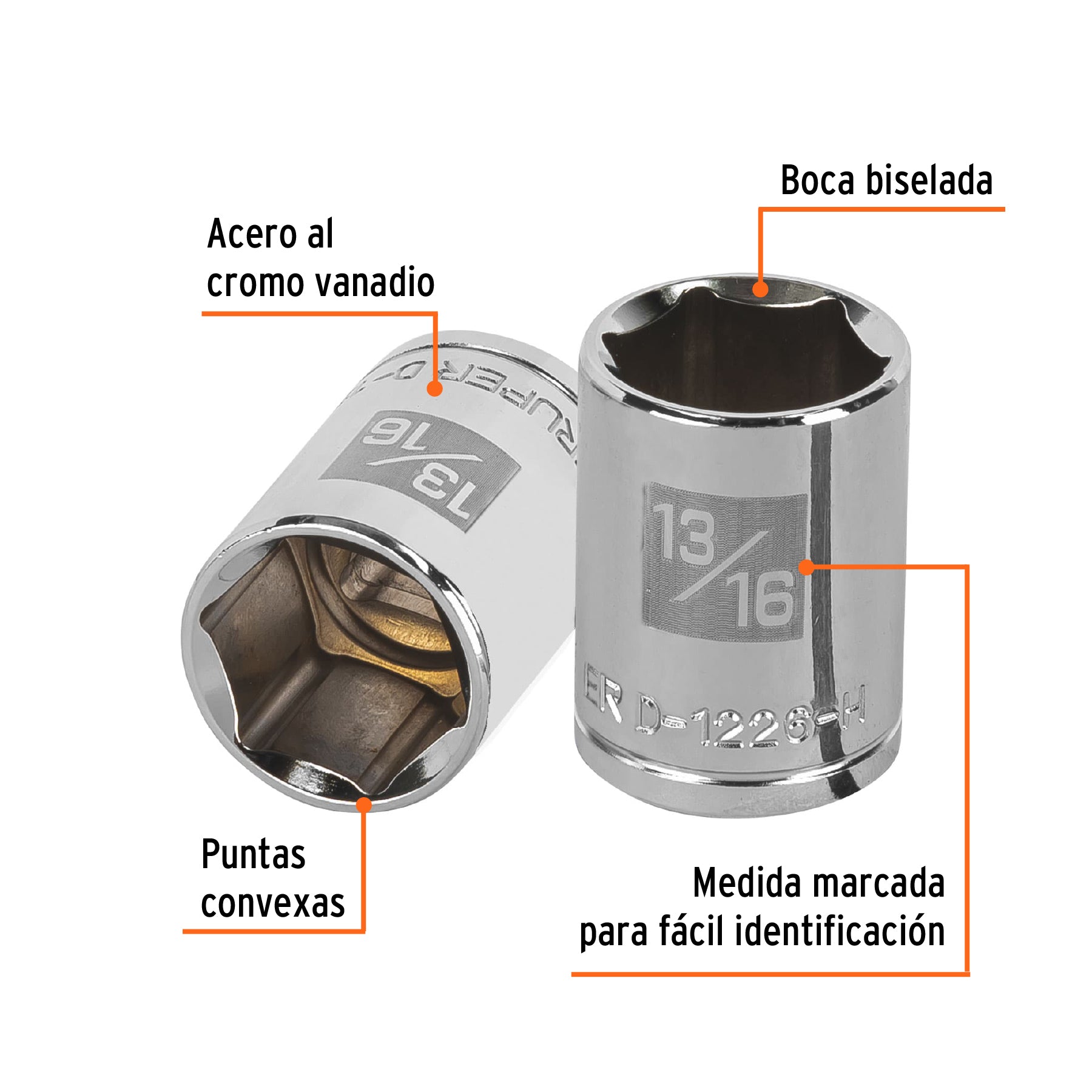 Dado de 13/16", 6 puntas, cuadro 1/2", TRUPER