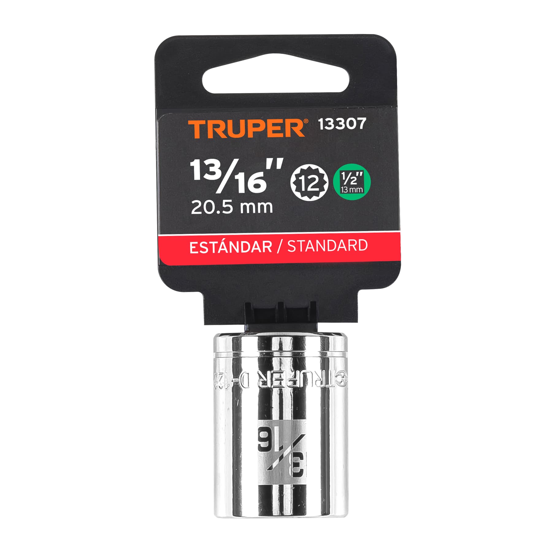 Dado de 13/16", 12 puntas, cuadro 1/2", TRUPER