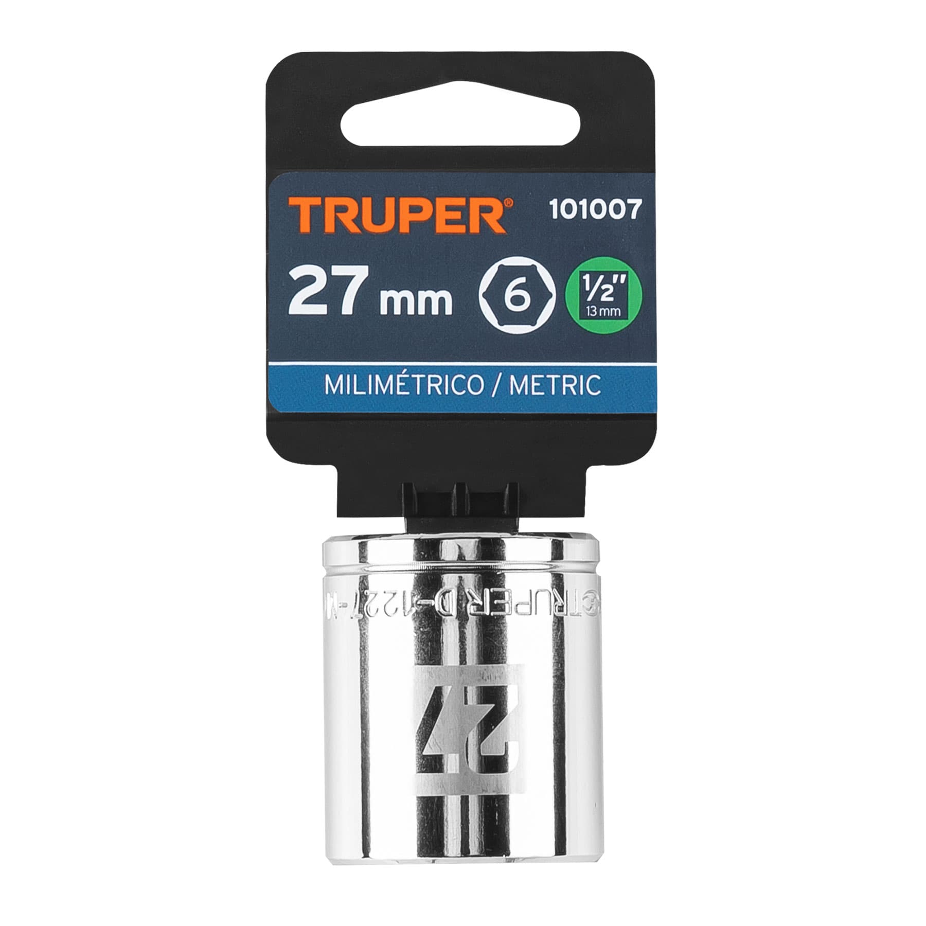 Dado de 27 mm, 6 puntas, cuadro 1/2", TRUPER
