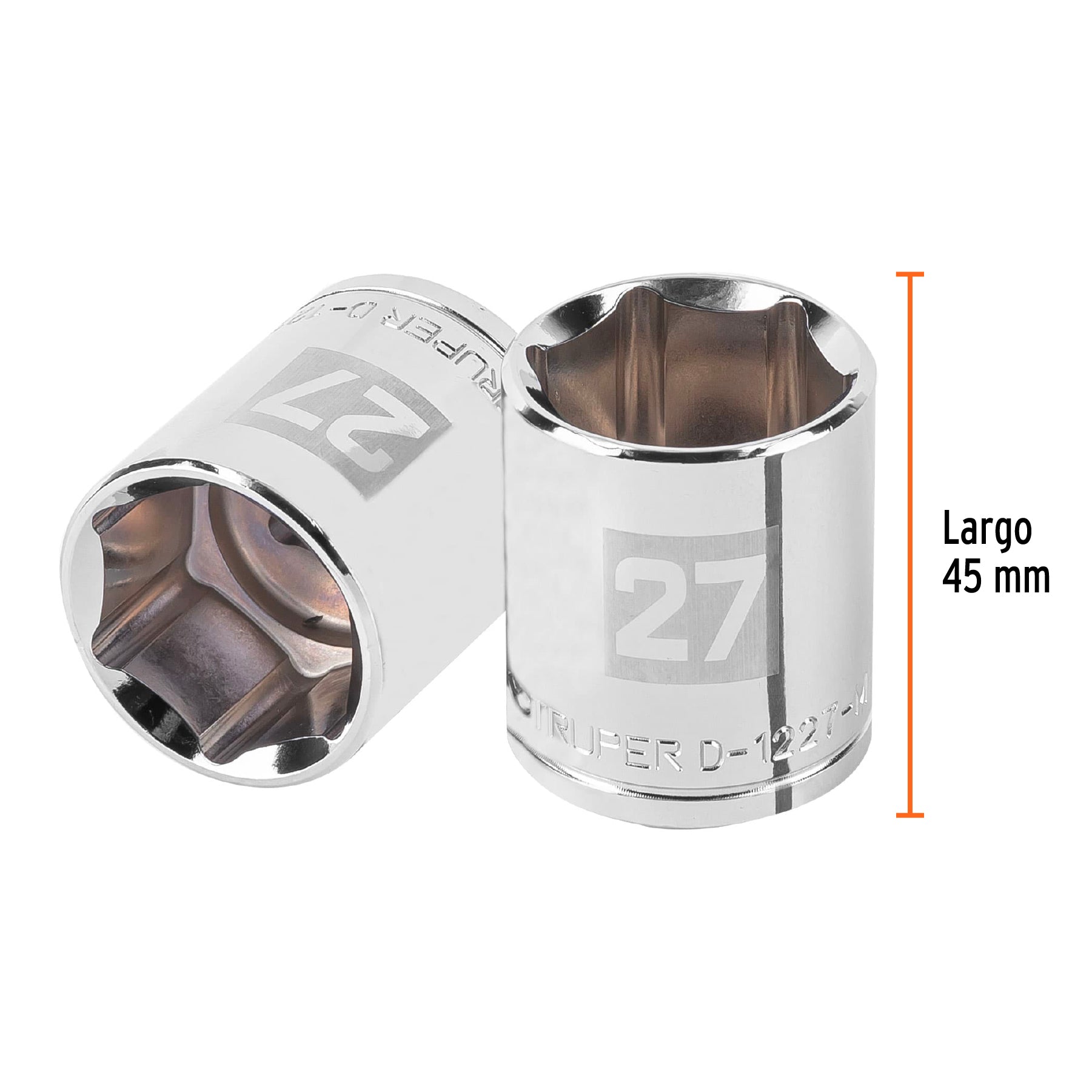 Dado de 27 mm, 6 puntas, cuadro 1/2", TRUPER