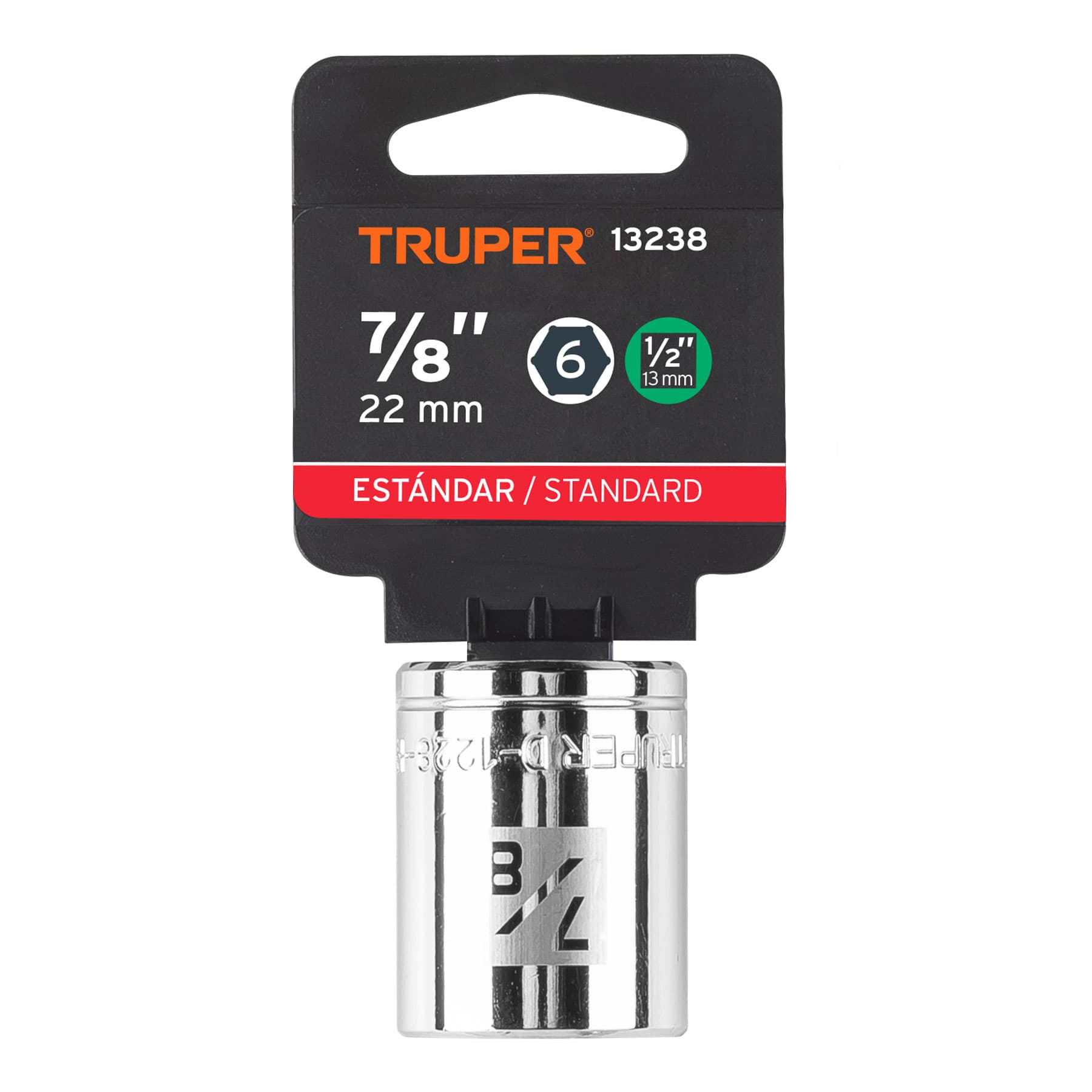 Dado de 7/8", 6 puntas, cuadro 1/2", TRUPER