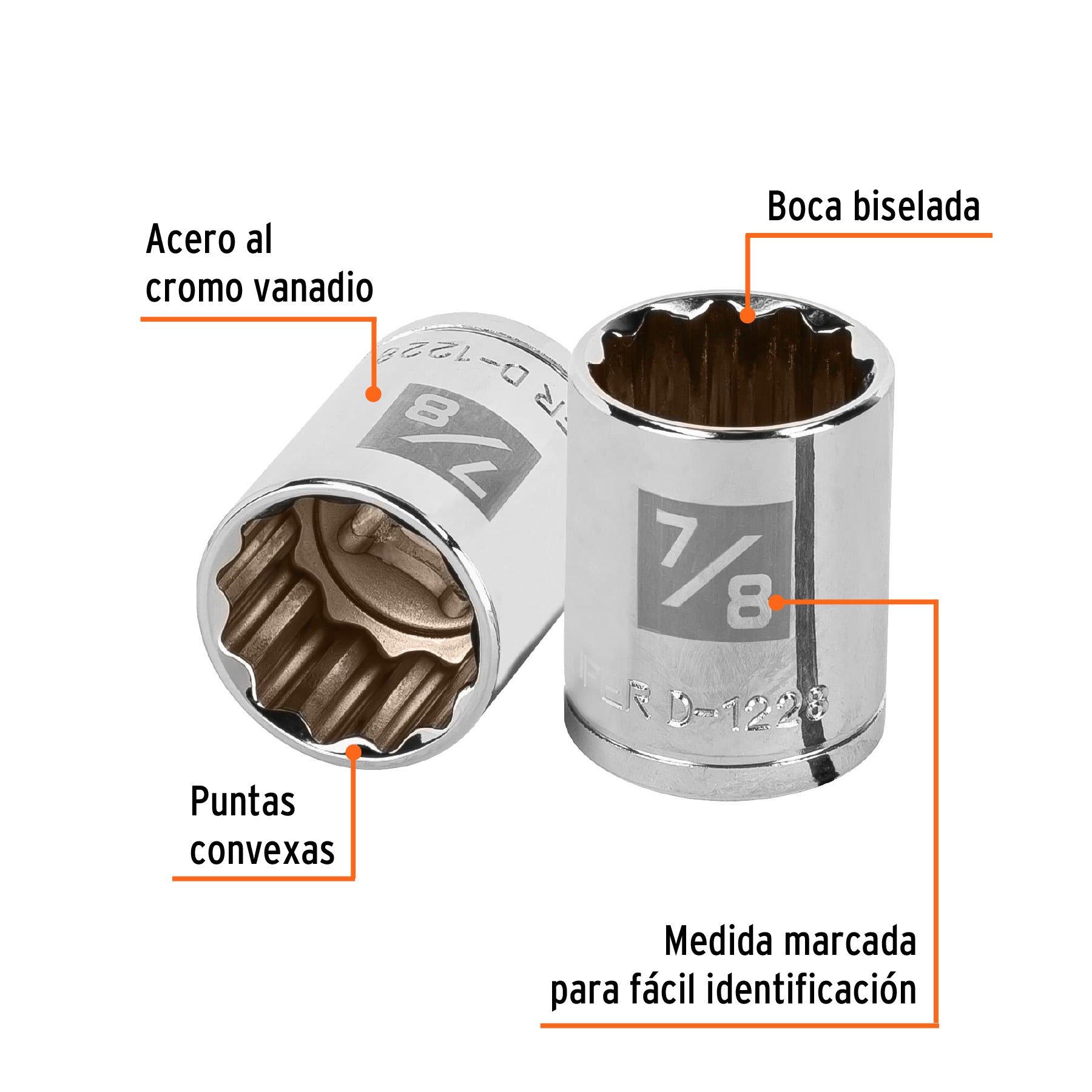 Dado de 7/8", 12 puntas, cuadro 1/2", TRUPER