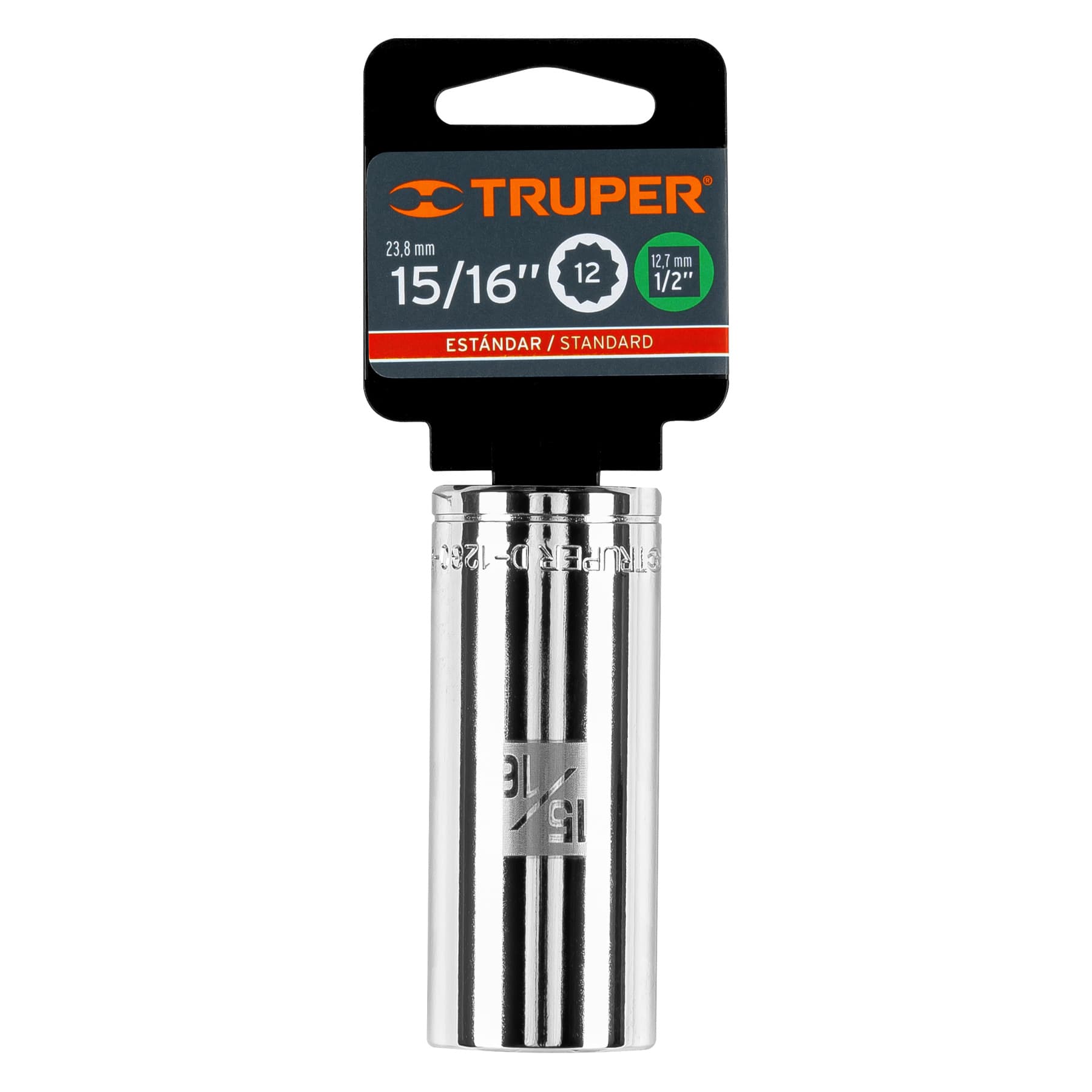 Dado largo de 15/16", 12 puntas, cuadro 1/2", TRUPER