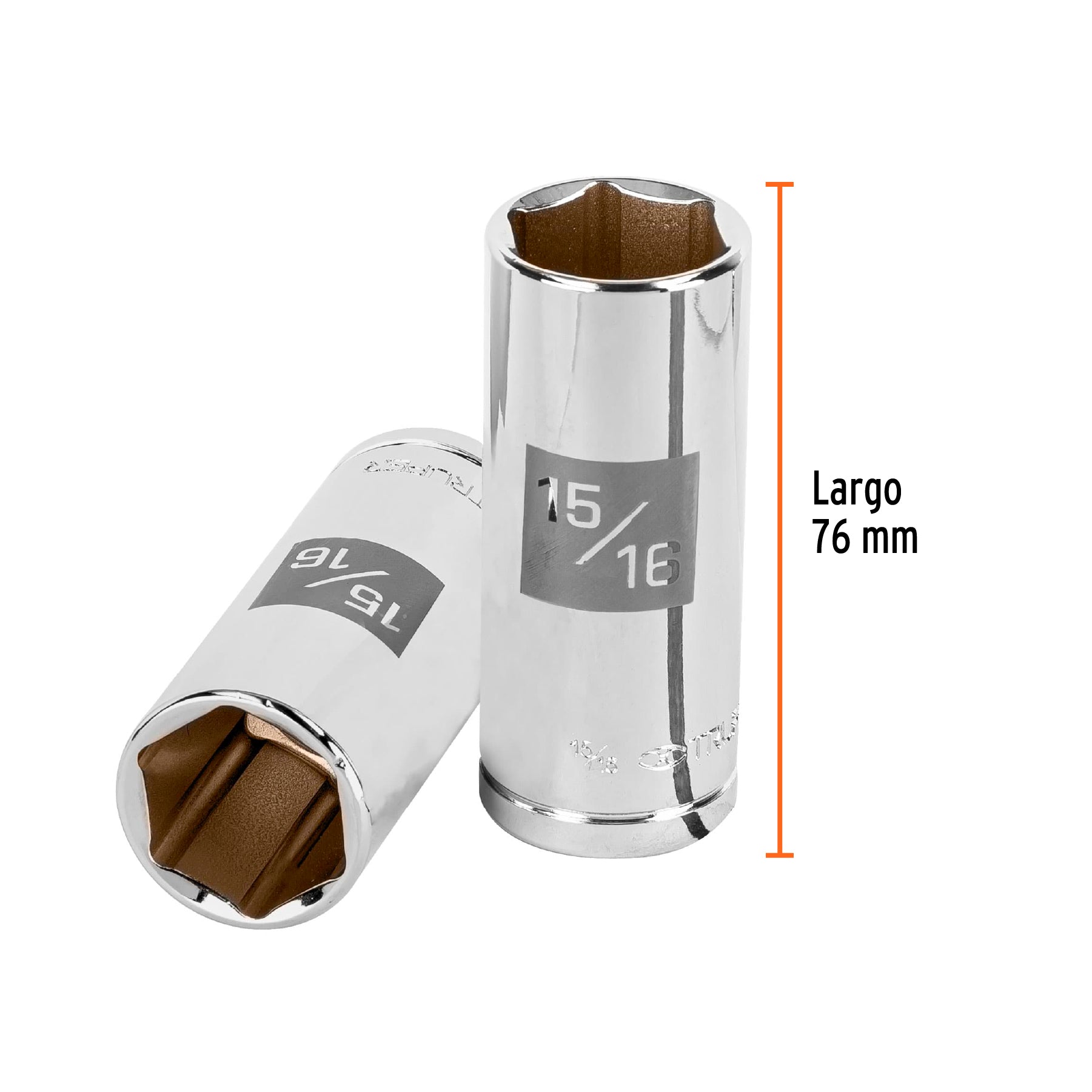 Dado largo de 15/16", 6 puntas, cuadro 1/2", TRUPER