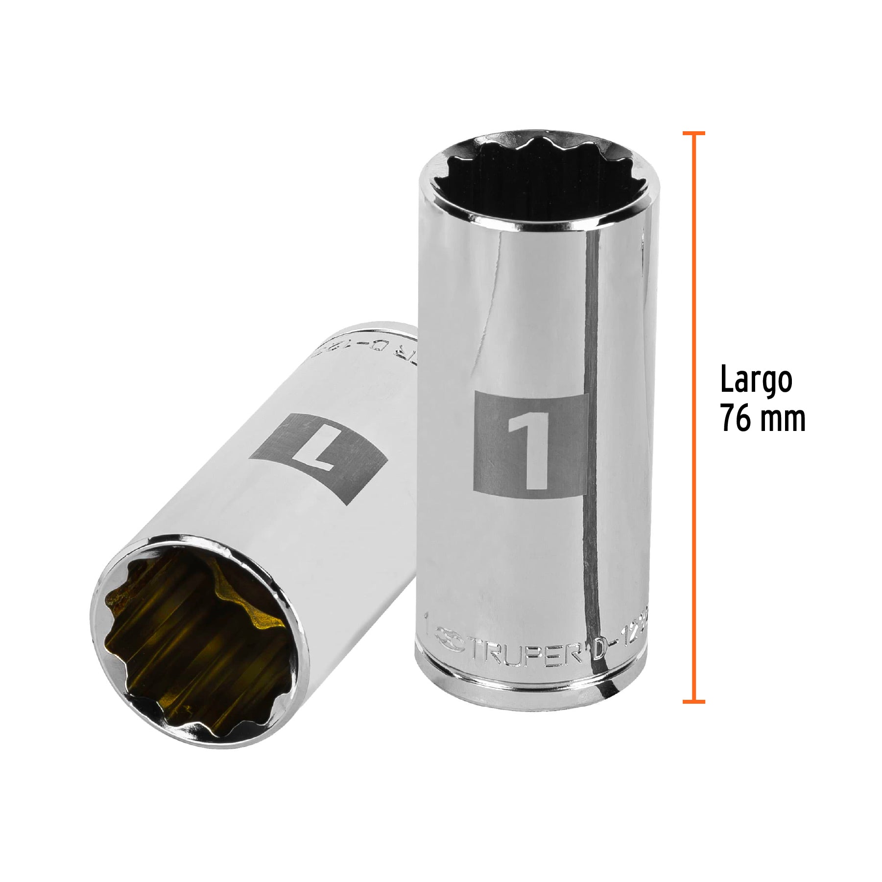 Dado largo de 1", 12 puntas, cuadro 1/2", TRUPER