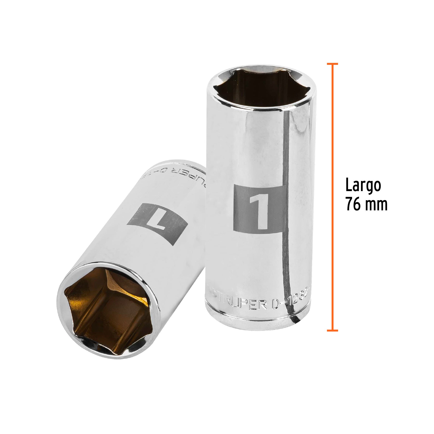 Dado largo de 1", 6 puntas, cuadro 1/2", TRUPER