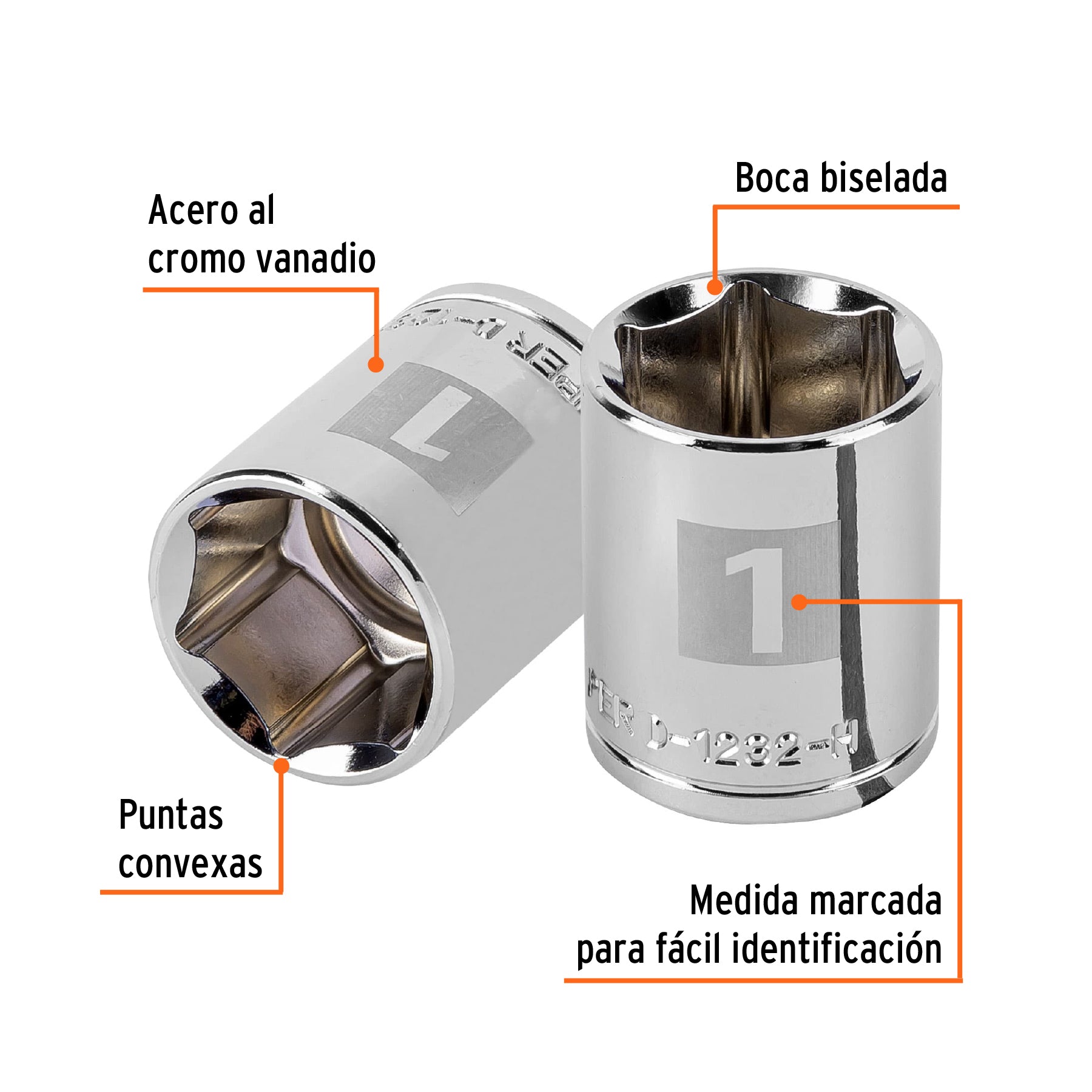 Dado de 1", 6 puntas, cuadro 1/2", TRUPER