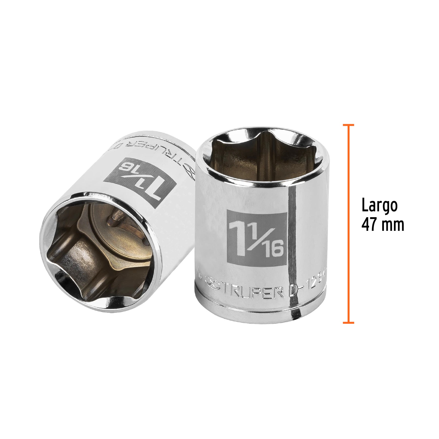 Dado de 1-1/16", 6 puntas, cuadro 1/2", TRUPER