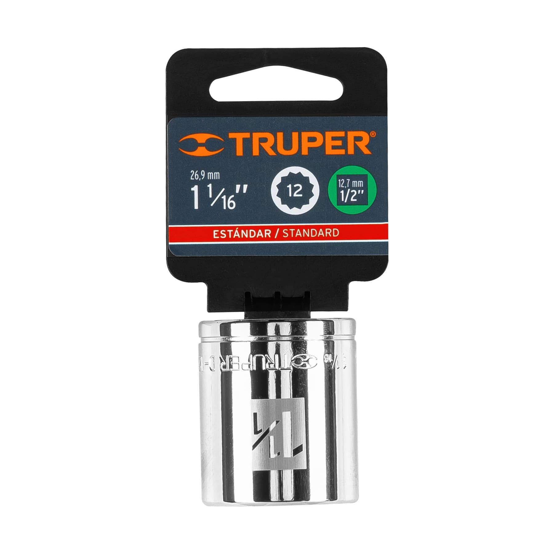 Dado de 1-1/16", 12 puntas, cuadro 1/2", TRUPER