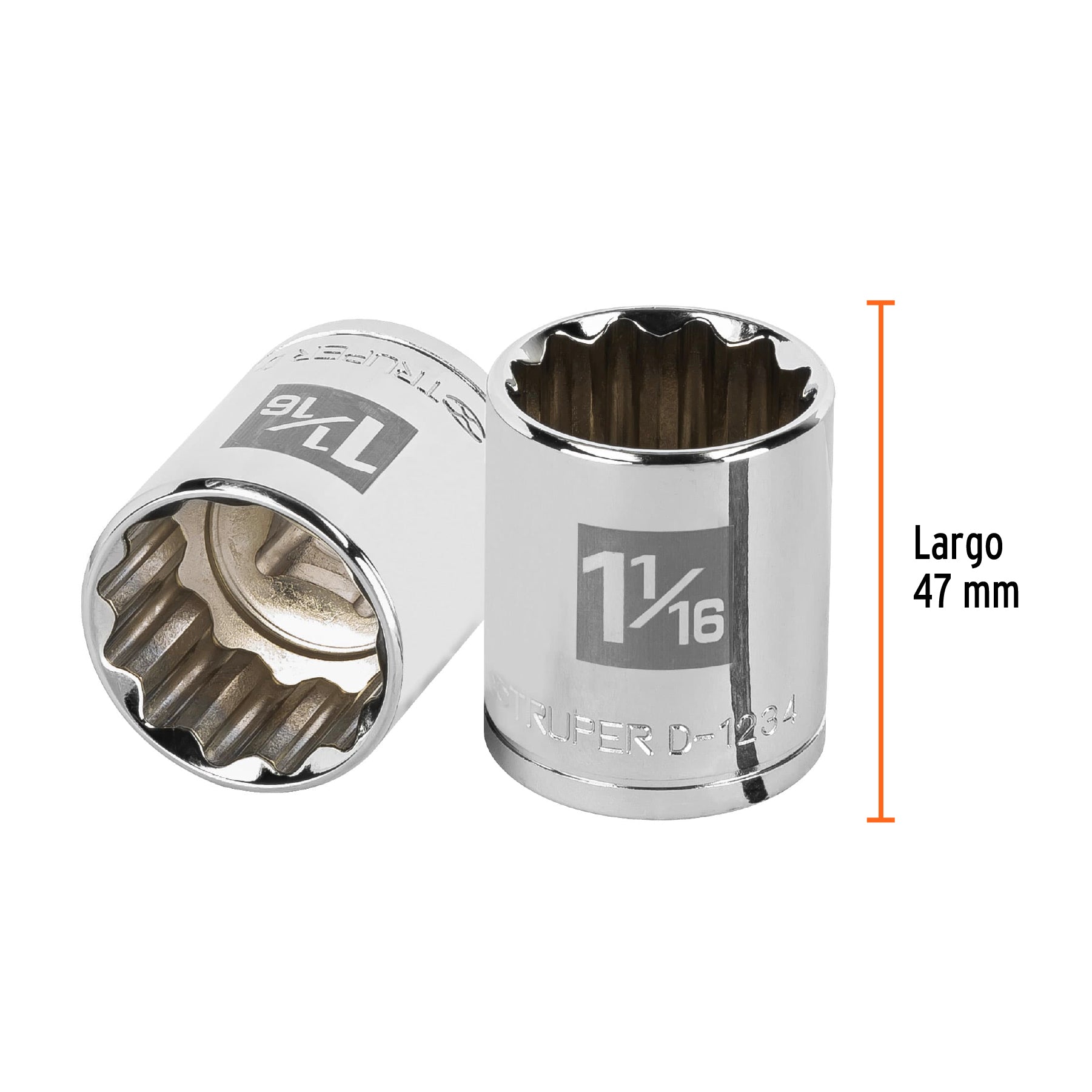 Dado de 1-1/16", 12 puntas, cuadro 1/2", TRUPER