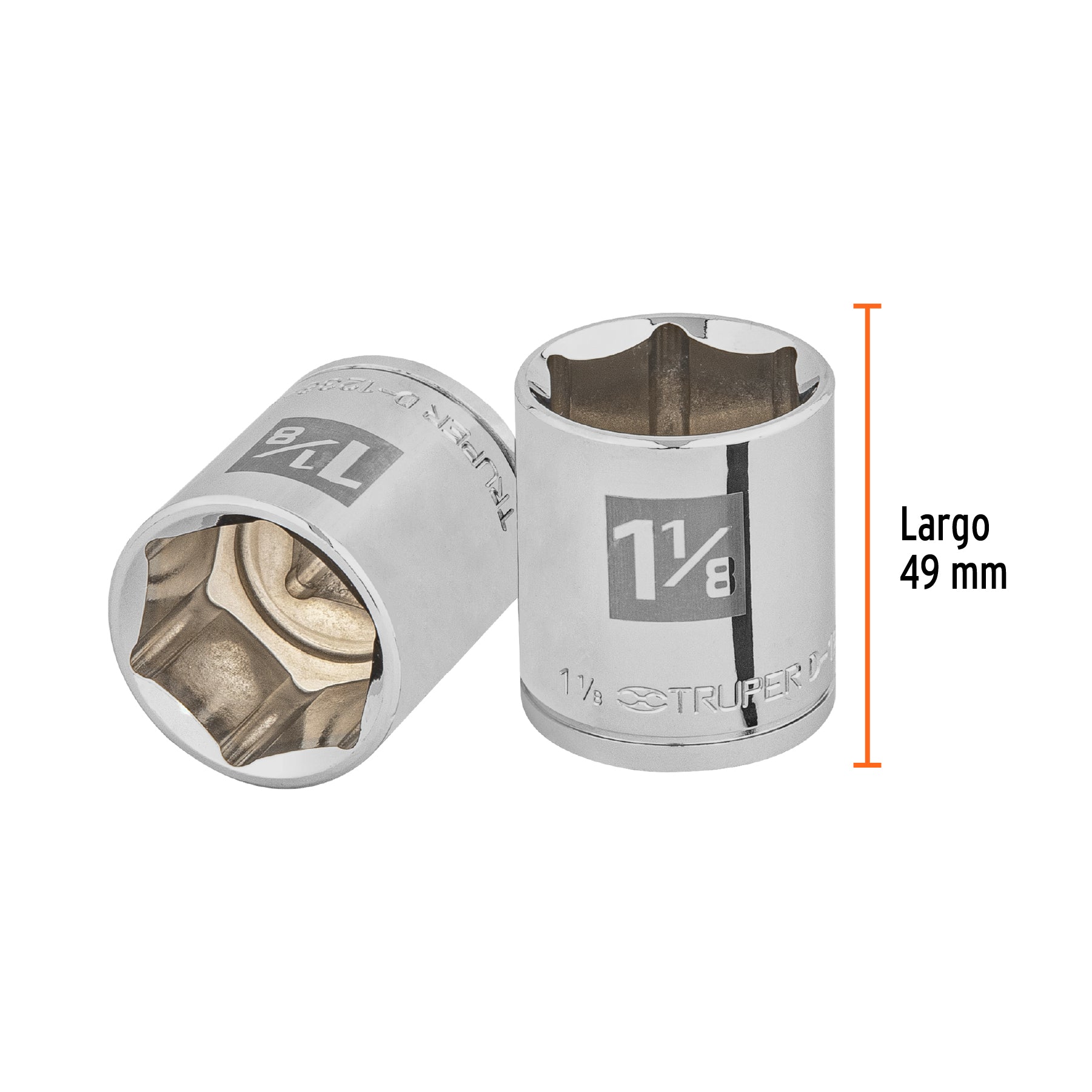Dado de 1-1/8", 6 puntas, cuadro 1/2", TRUPER
