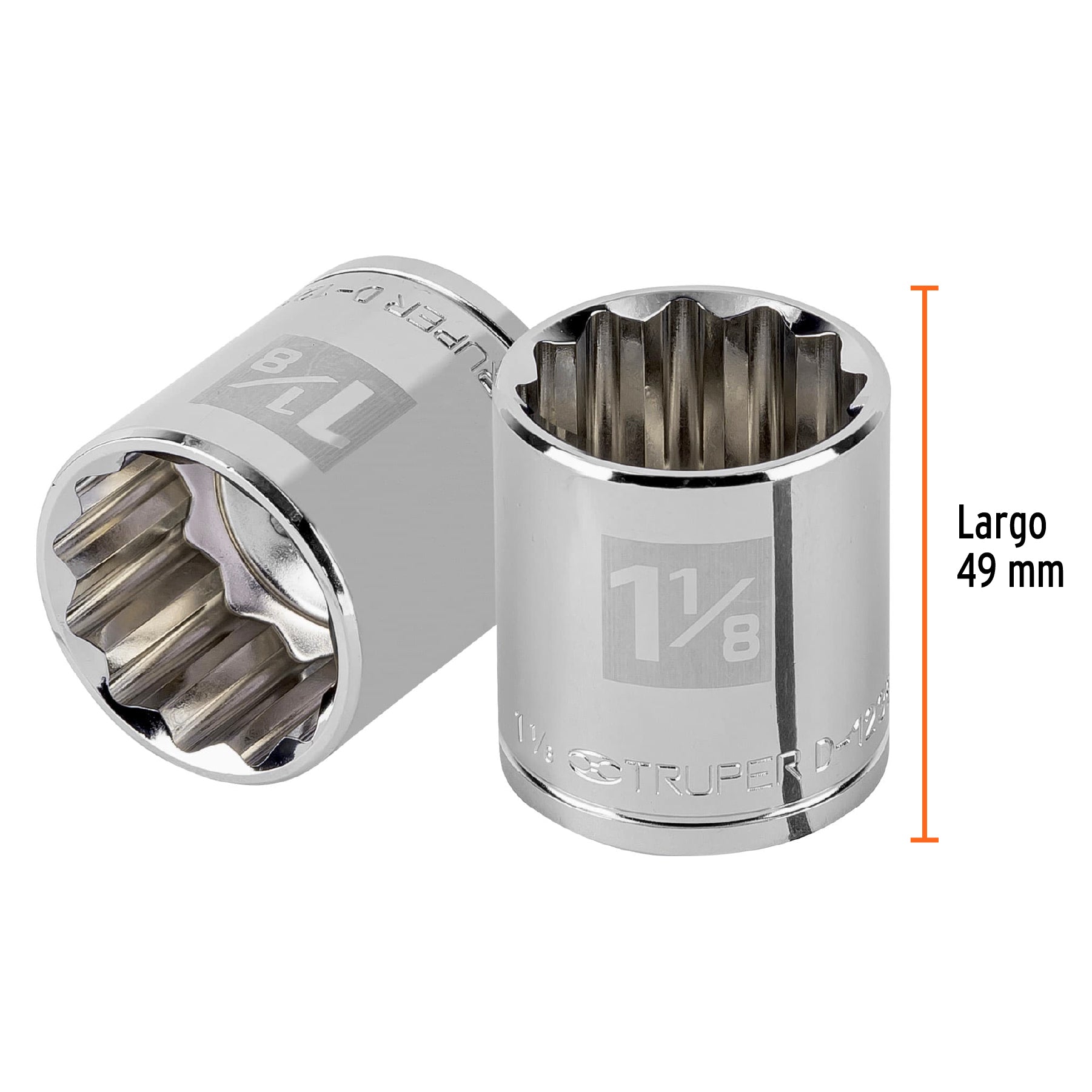 Dado de 1-1/8", 12 puntas, cuadro 1/2", TRUPER