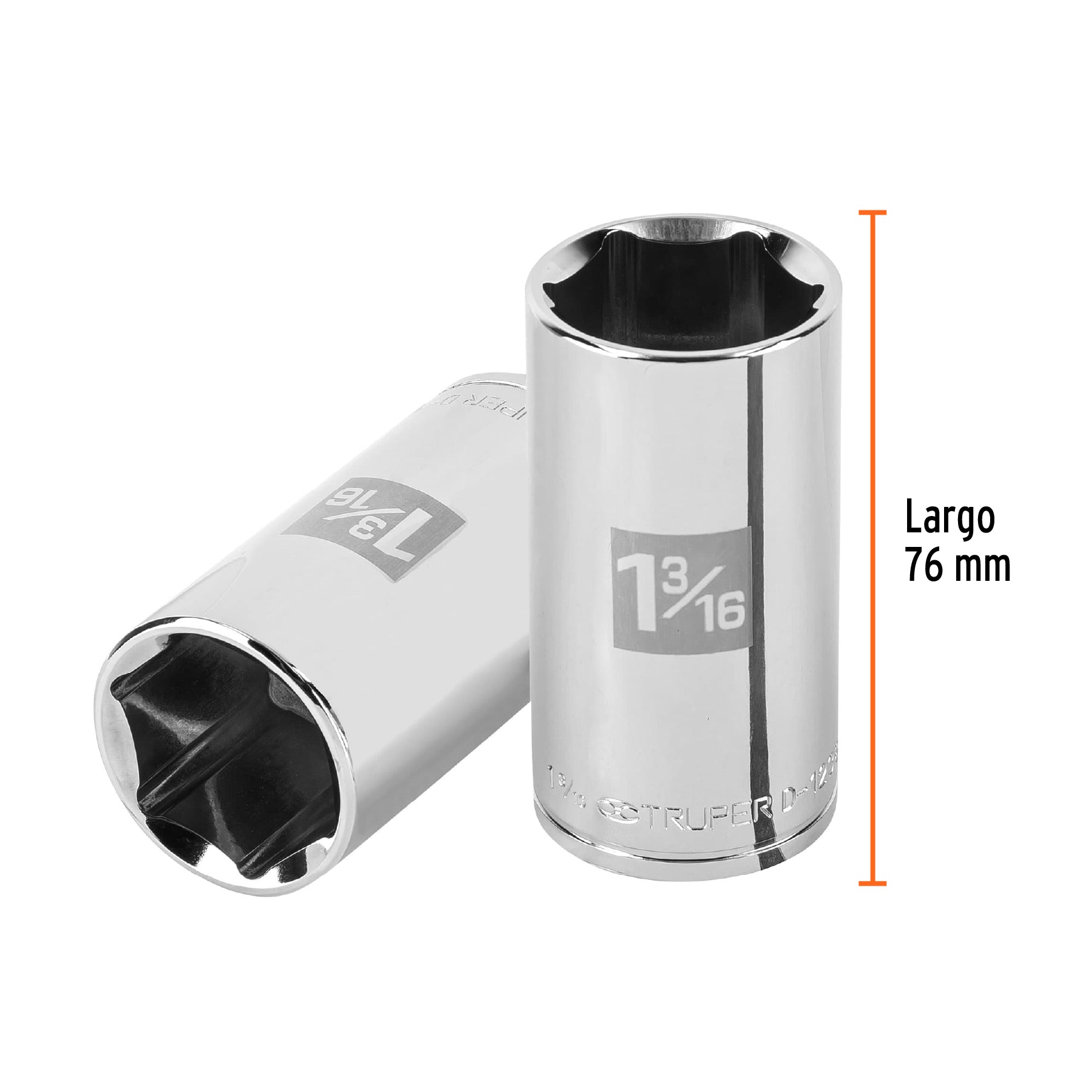 Dado largo de 1-3/16", 6 puntas, cuadro 1/2", TRUPER