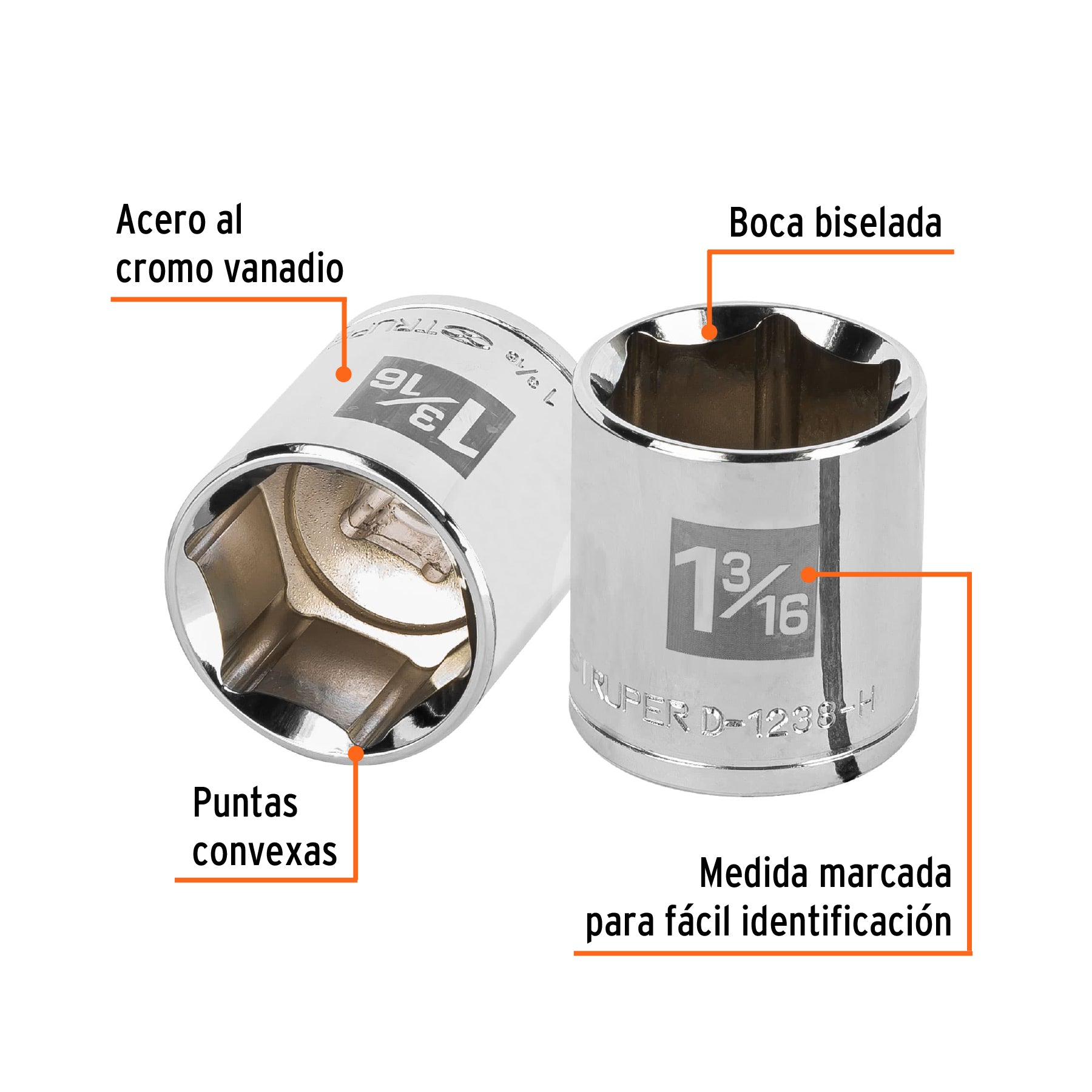 Dado de 1-3/16", 6 puntas, cuadro 1/2", TRUPER