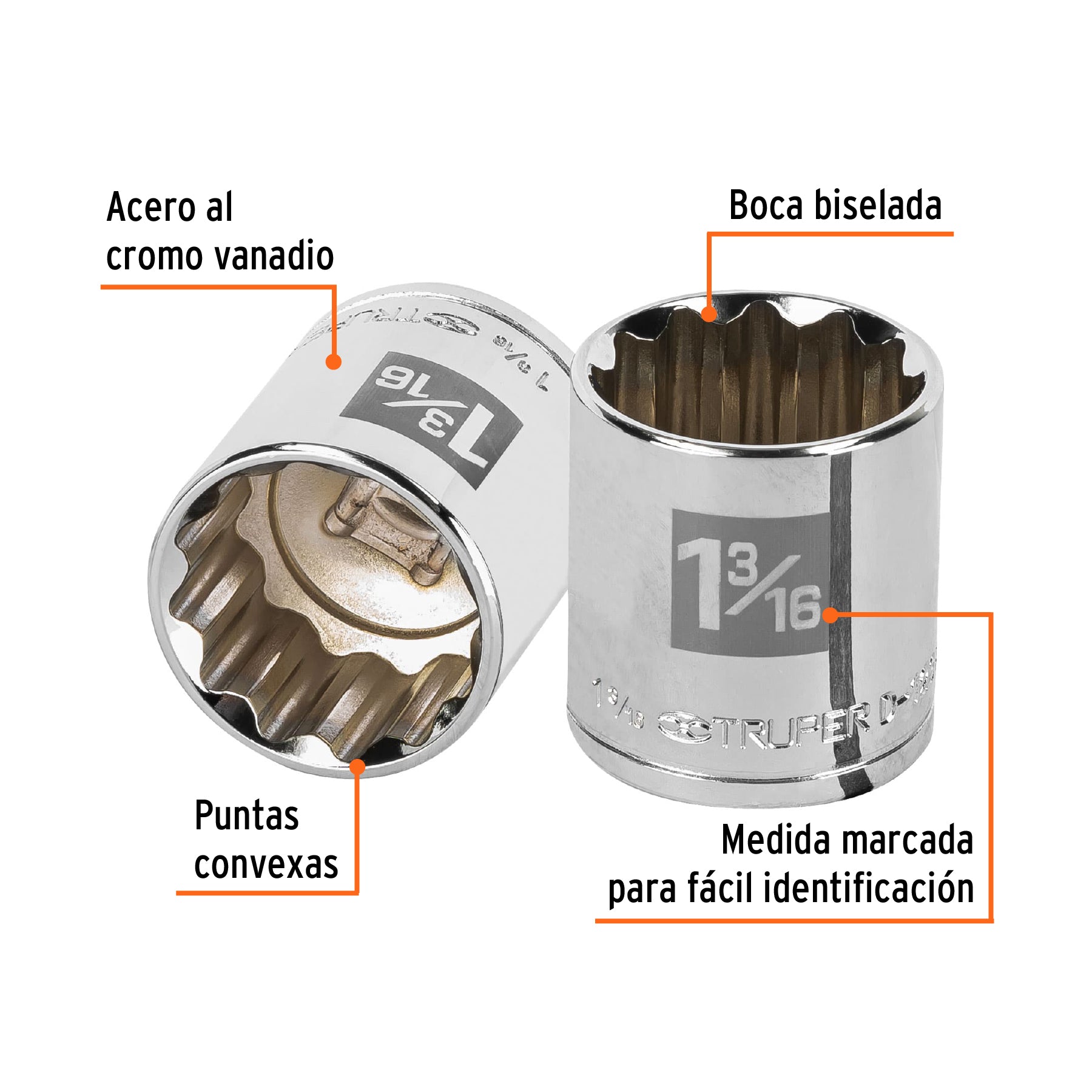 Dado de 1-3/16", 12 puntas, cuadro 1/2", TRUPER