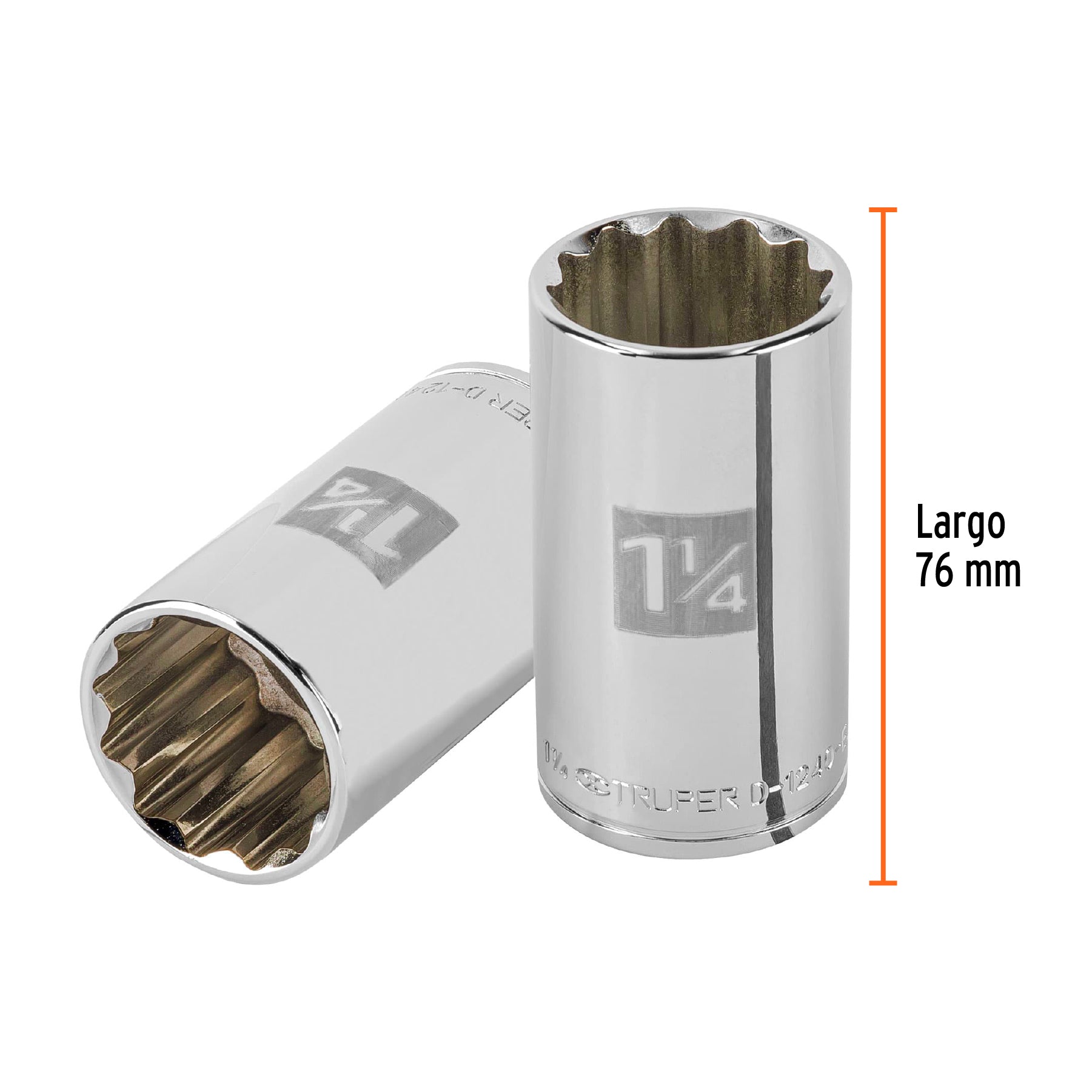 Dado largo de 1-1/4" 12 puntas, cuadro 1/2", TRUPER