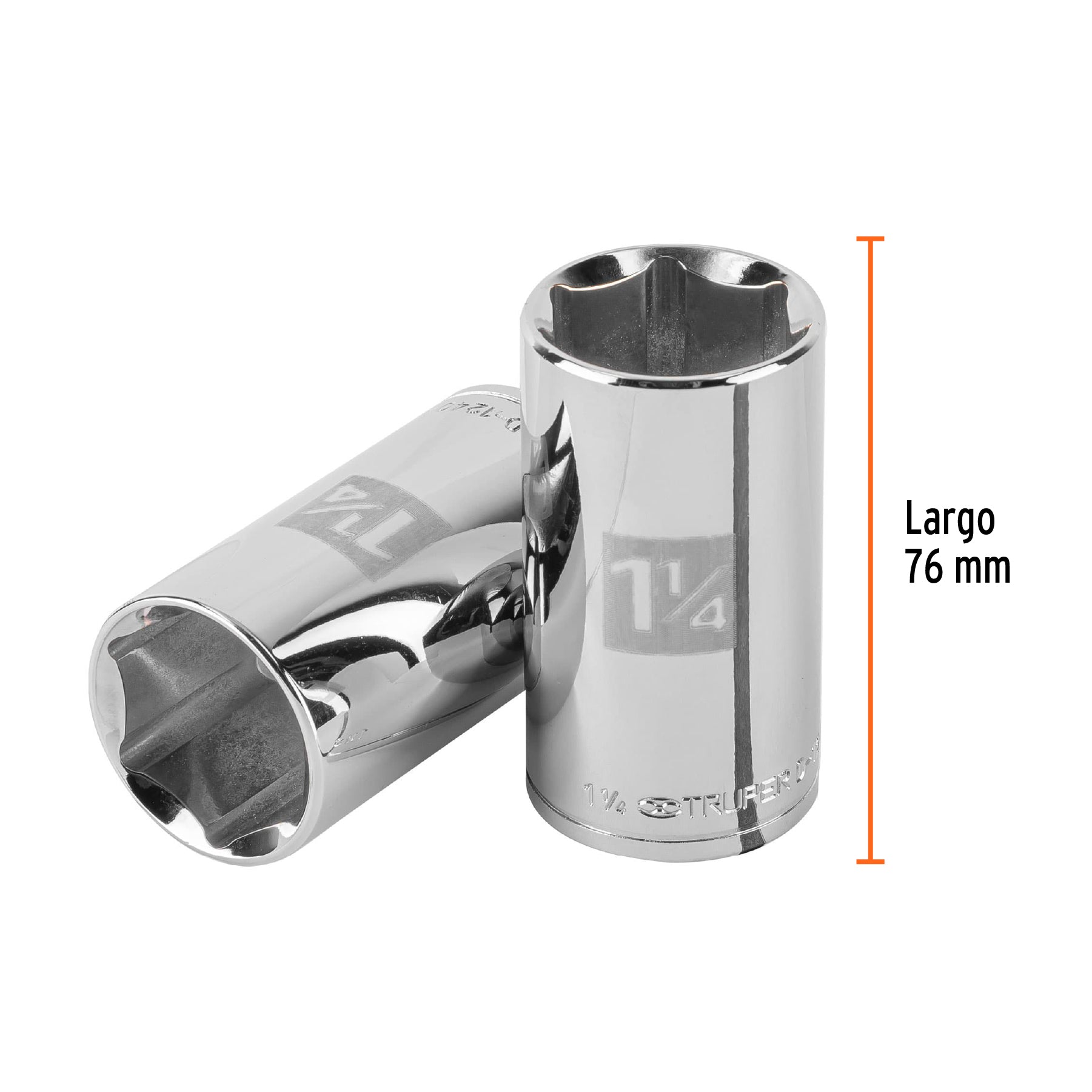 Dado largo de 1-1/4", 6 puntas, cuadro 1/2", TRUPER