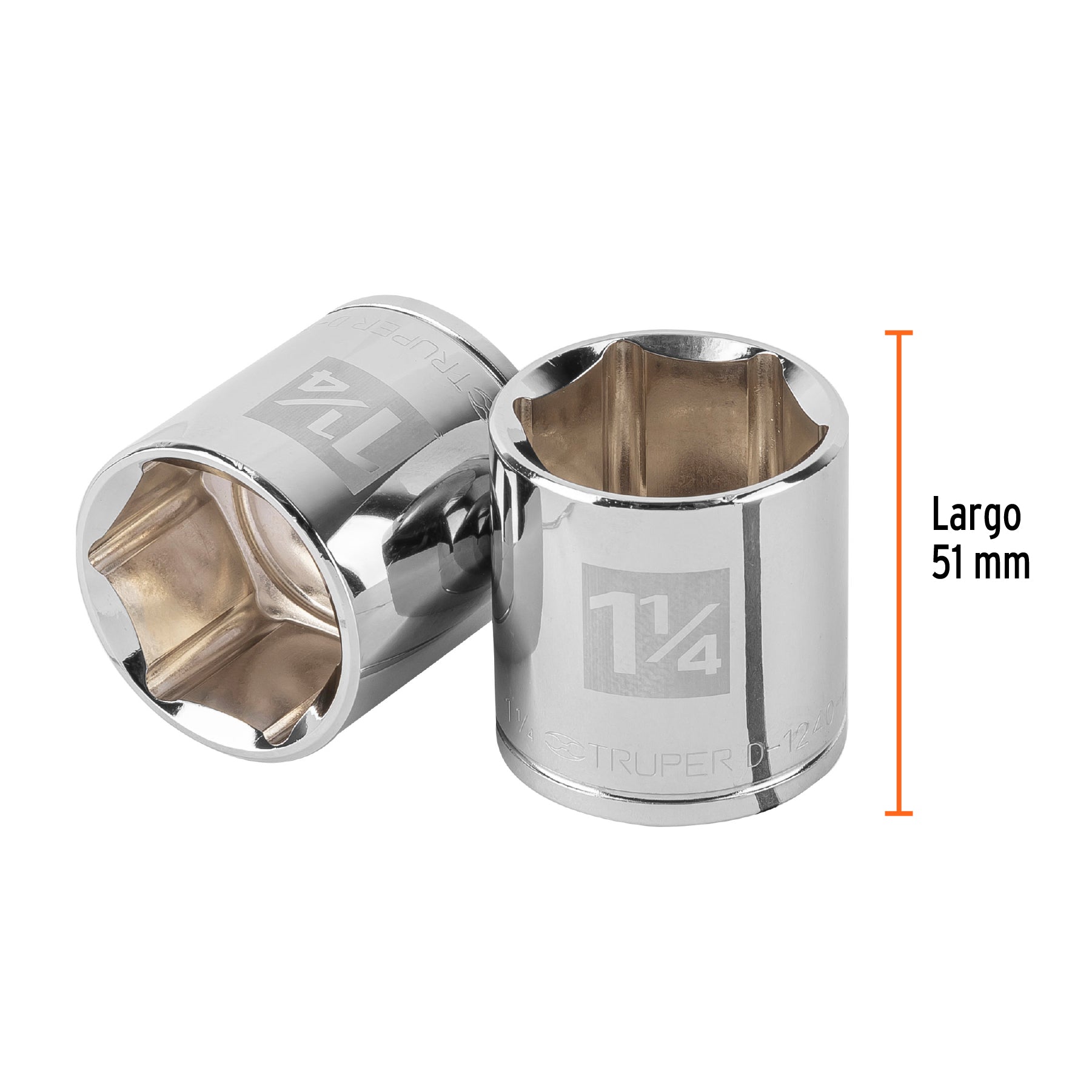Dado de 1-1/4", 6 puntas, cuadro 1/2", TRUPER