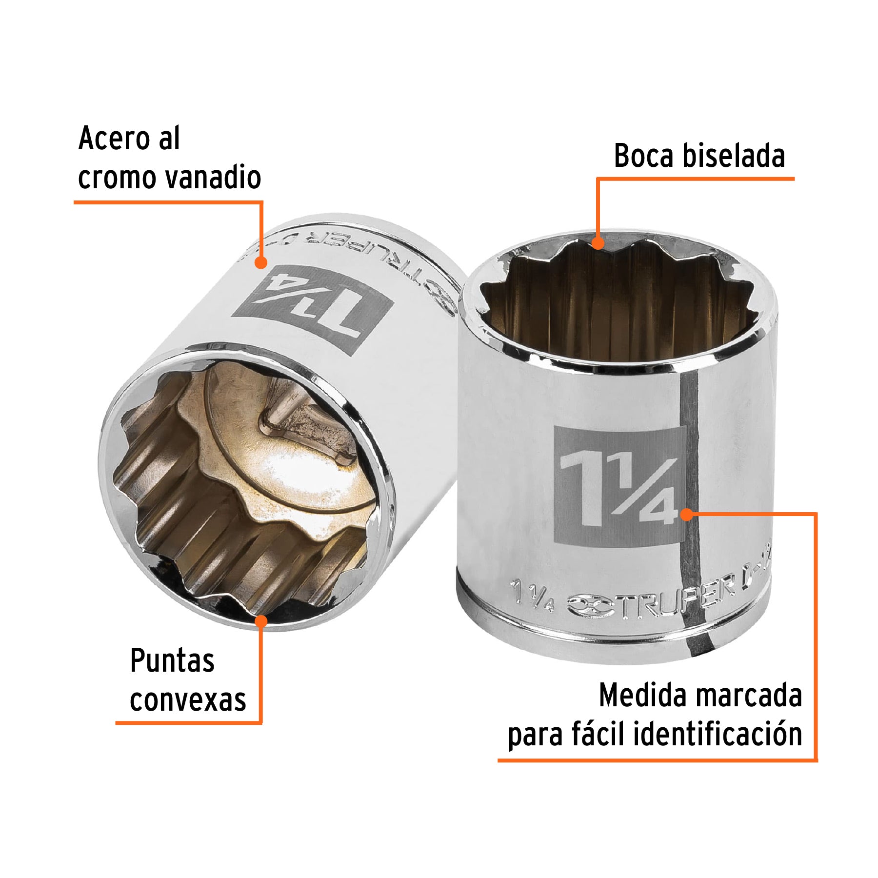 Dado de 1-1/4", 12 puntas, cuadro 1/2", TRUPER