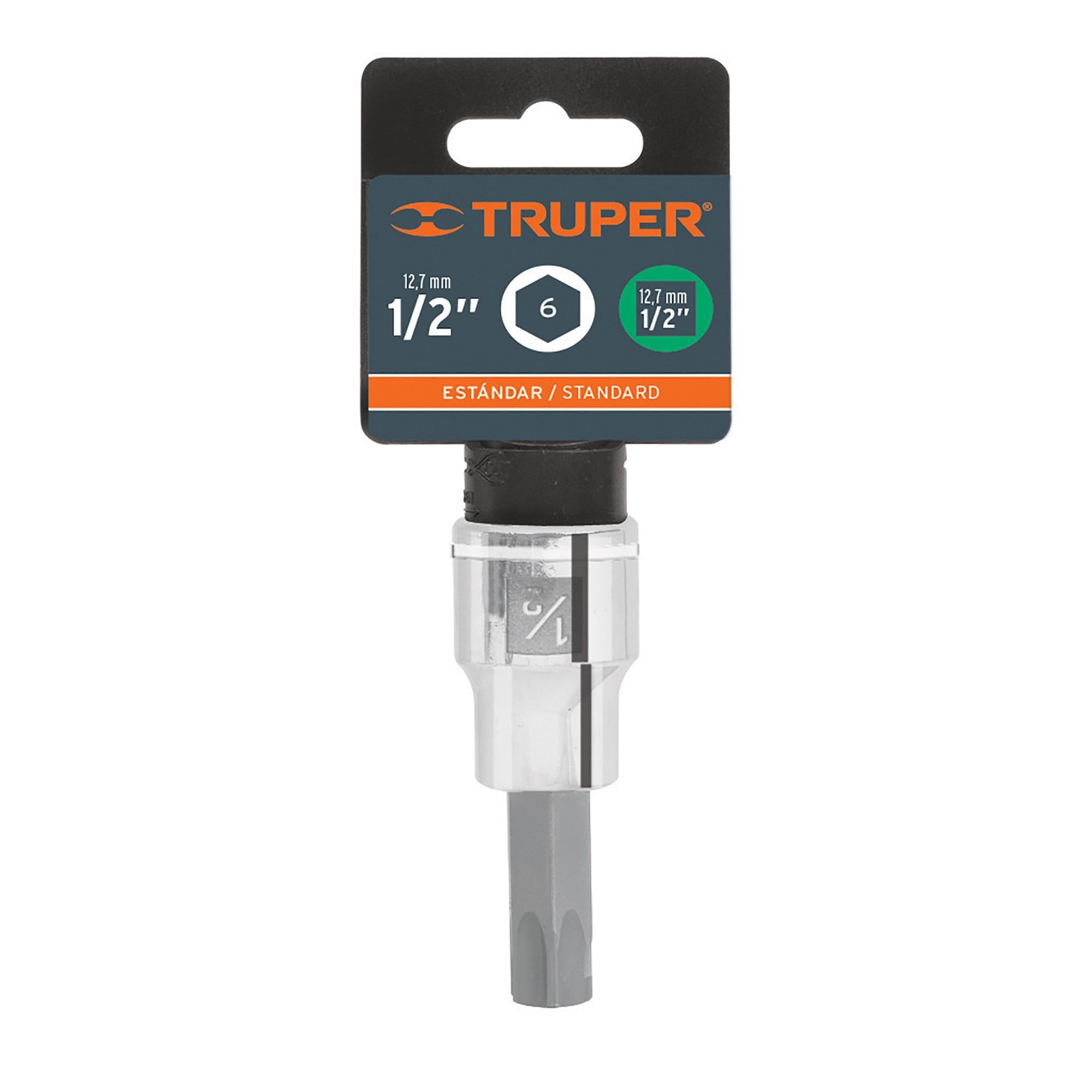 Dado punta hexagonal de 1/2", cuadro 1/2", TRUPER