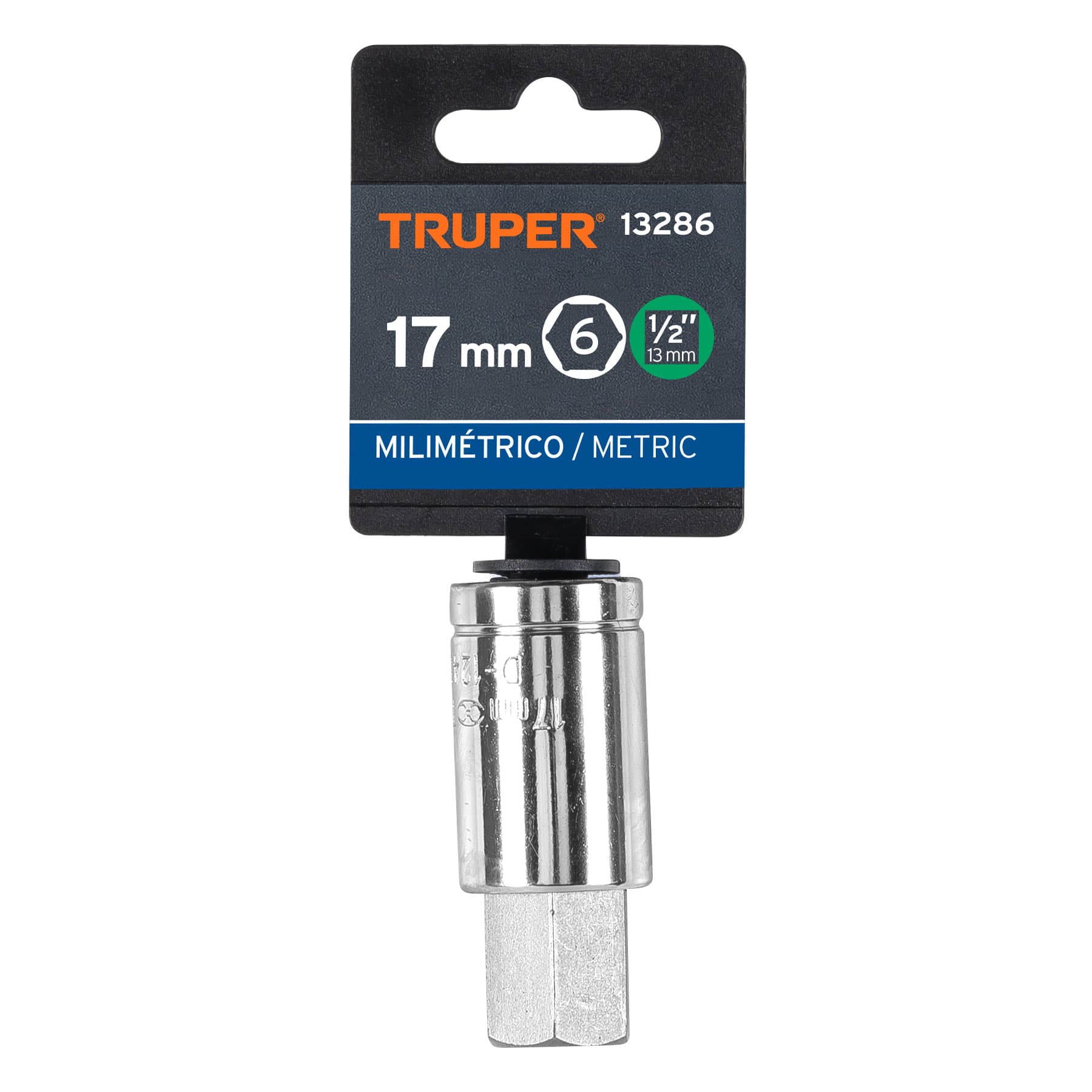 Dado punta hexagonal de 17 mm, cuadro 1/2", TRUPER