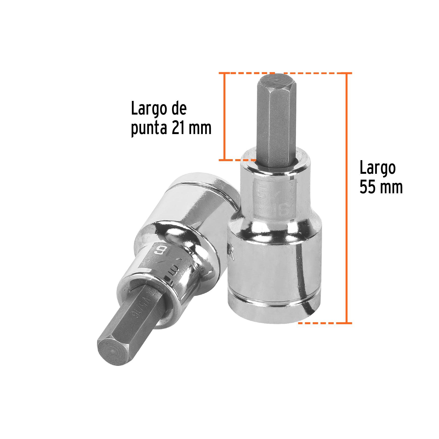 Dado punta hexagonal de 5/16", cuadro 1/2", TRUPER
