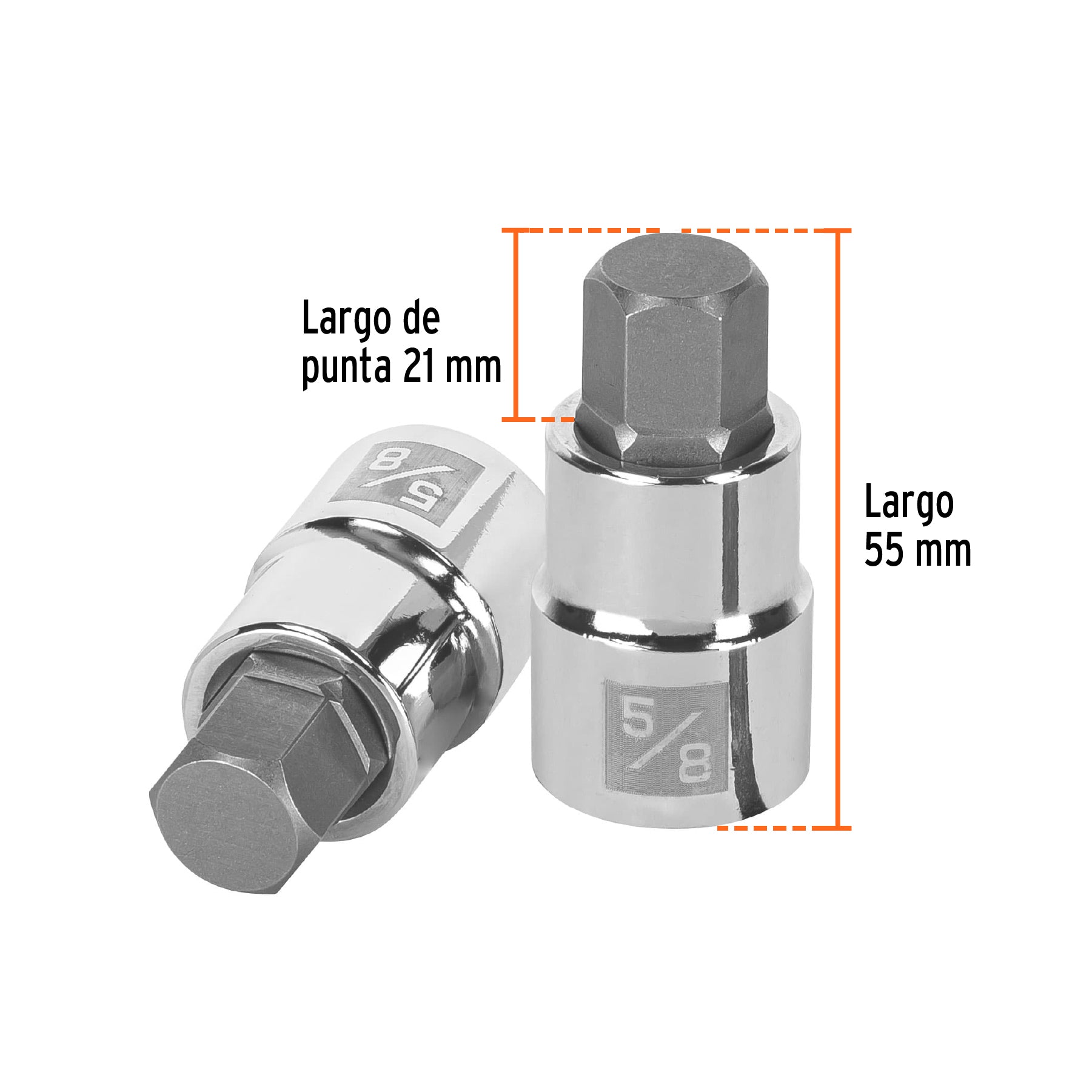 Dado punta hexagonal de 5/8", cuadro 1/2", TRUPER
