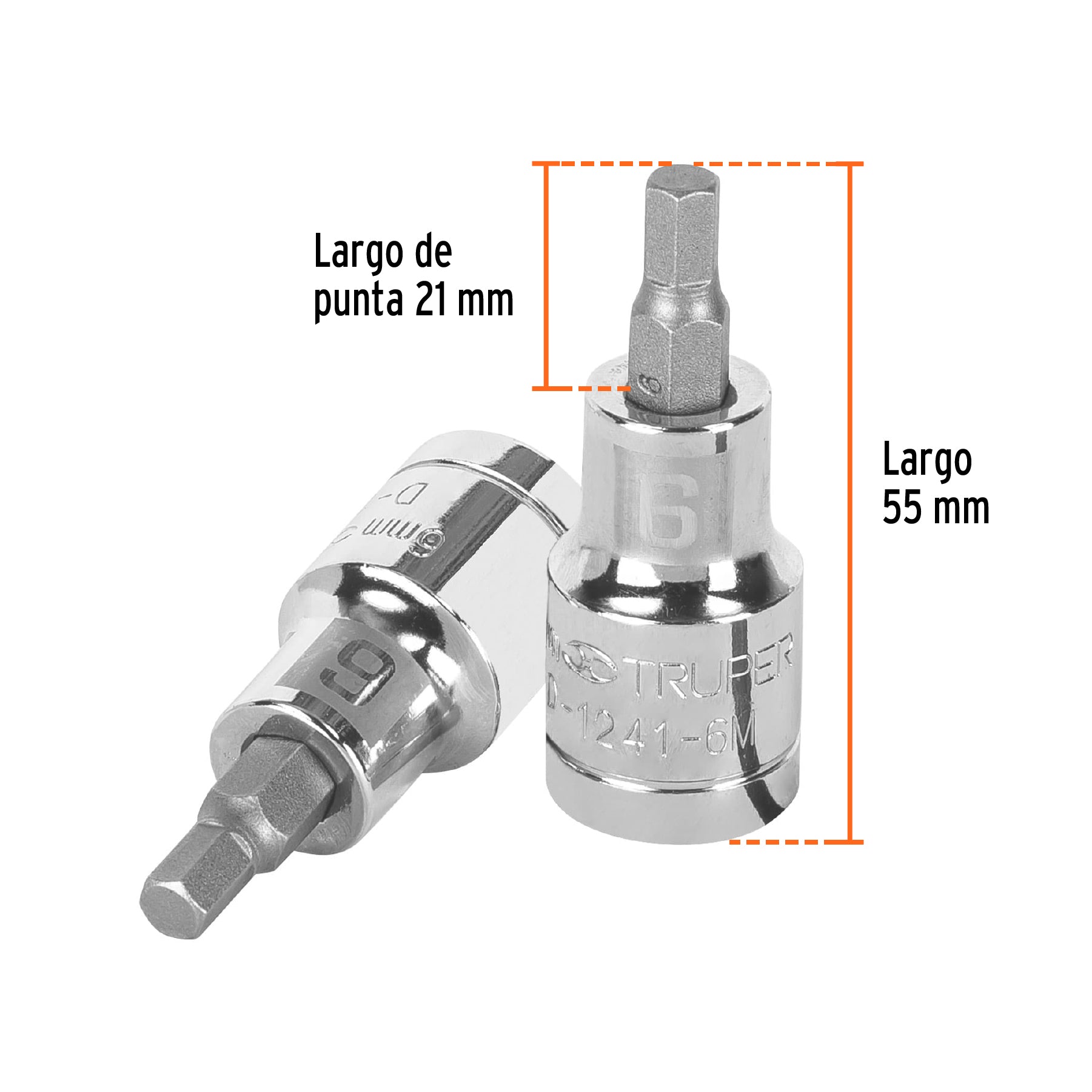 Dado punta hexagonal de 6 mm, cuadro 1/2", TRUPER