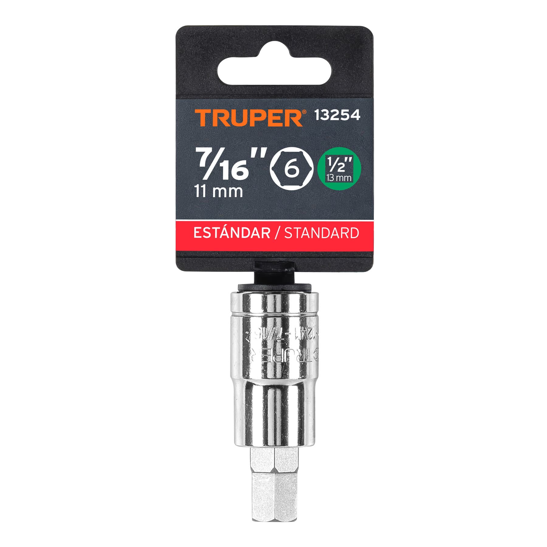 Dado punta hexagonal de 7/16", cuadro 1/2", TRUPER