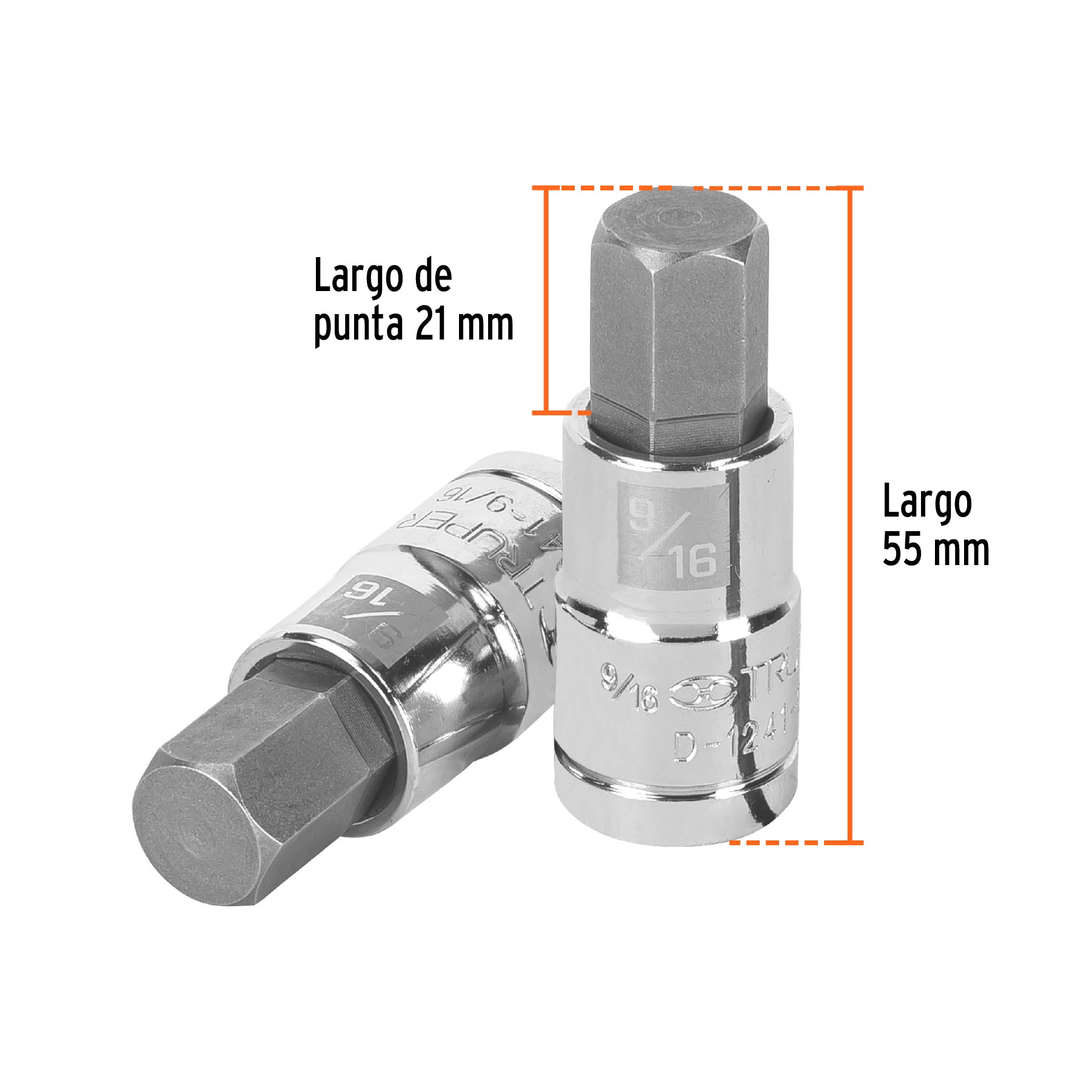 Dado punta hexagonal de 9/16", cuadro 1/2", TRUPER