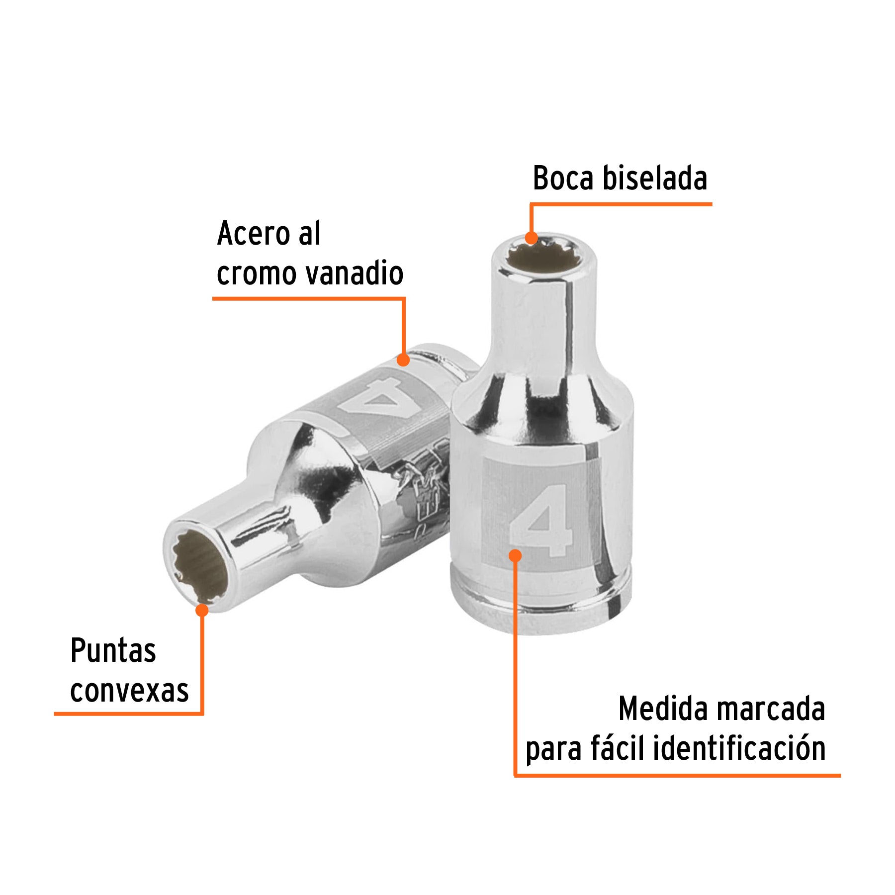 Dado de 4 mm, 12 puntas, cuadro 1/4", TRUPER