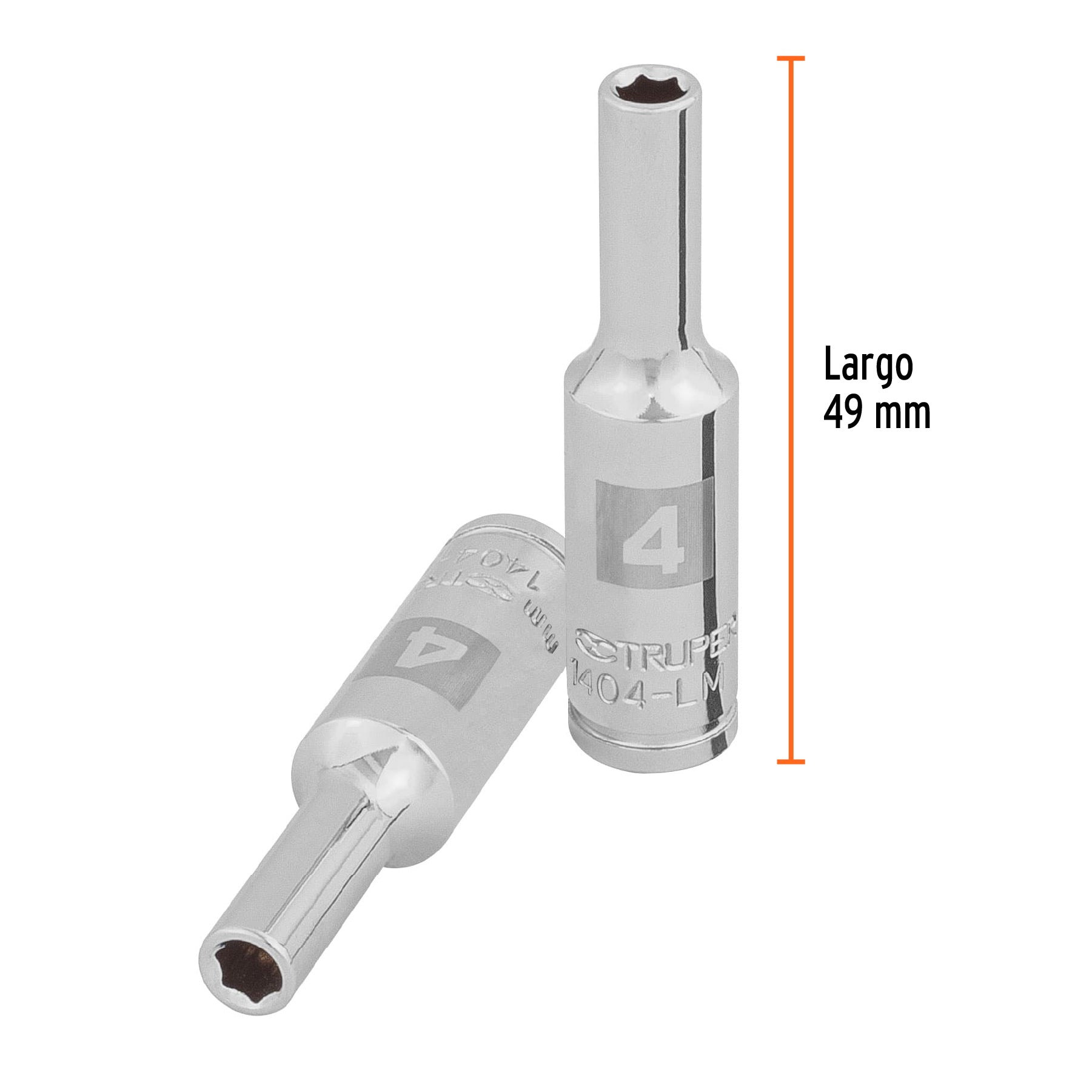 Dado largo de 4 mm, 6 puntas, cuadro 1/4", TRUPER
