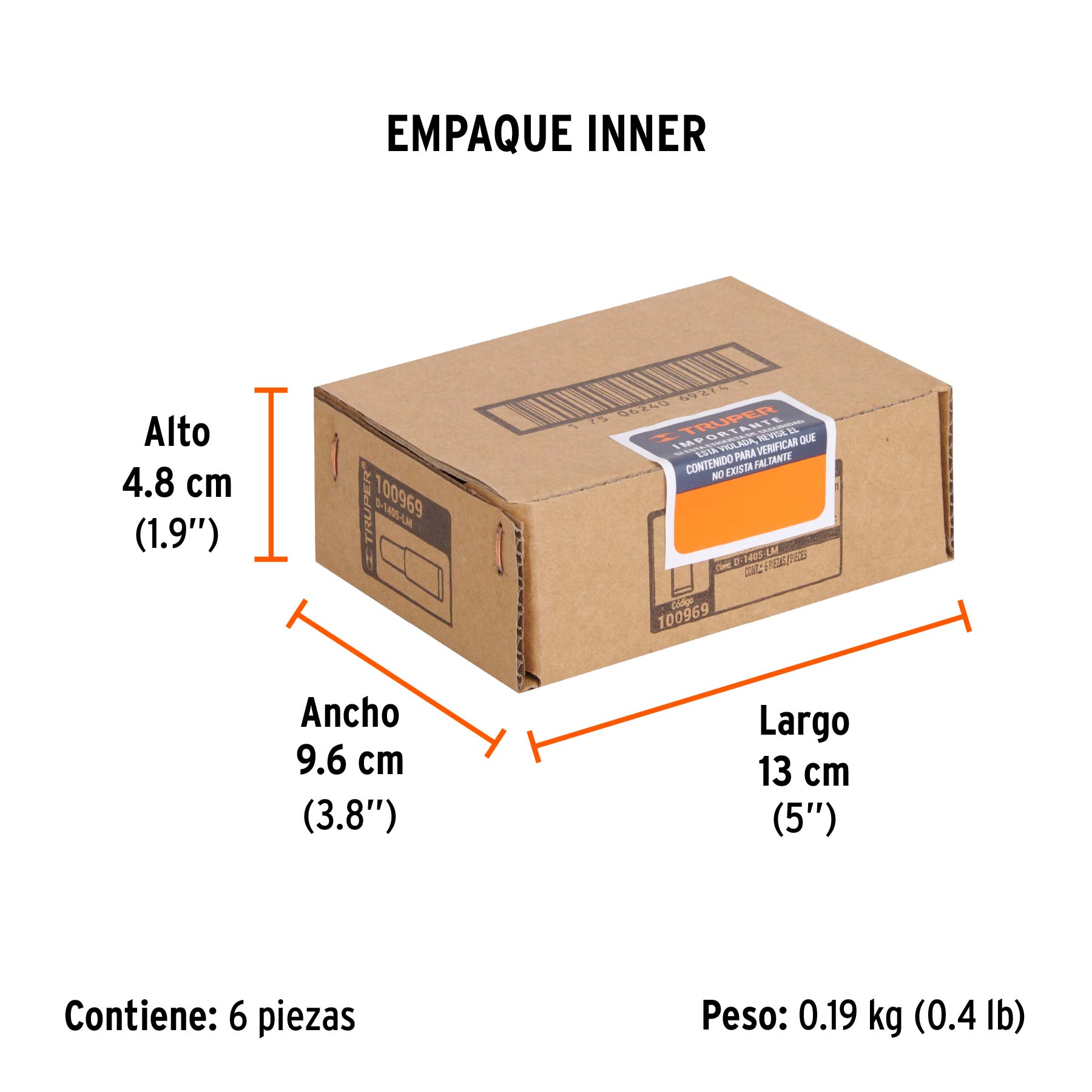 Dado largo de 5 mm, 6 puntas, cuadro 1/4", TRUPER - Empaque