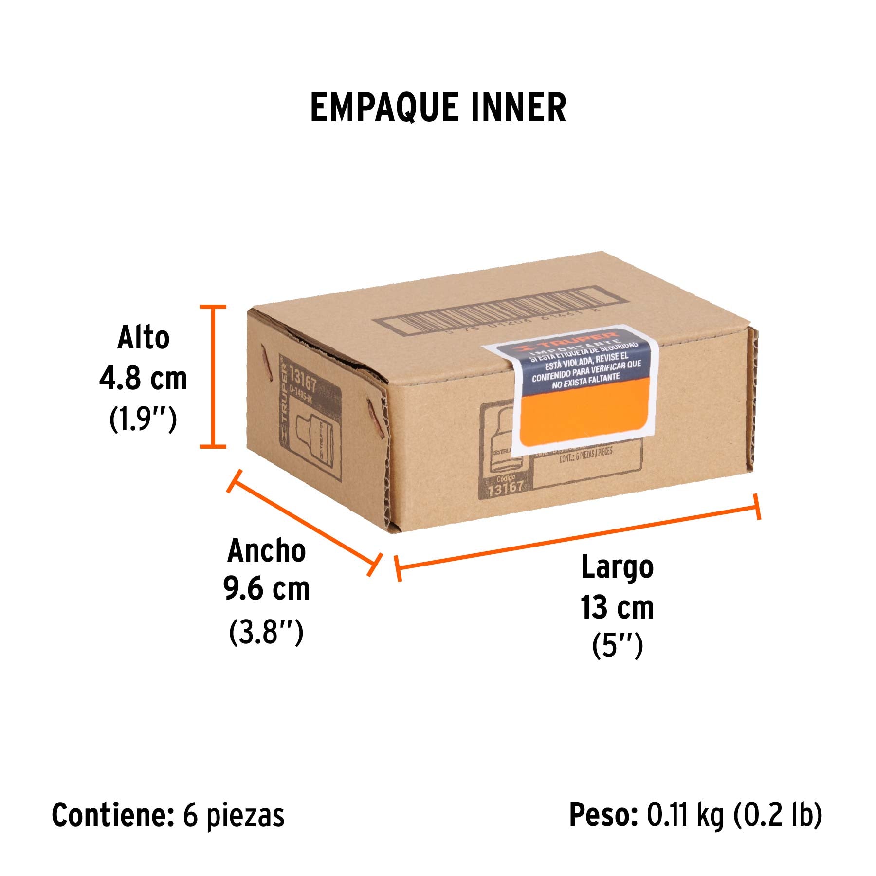 Dado de 5 mm, 6 puntas, cuadro 1/4", TRUPER - Empaque