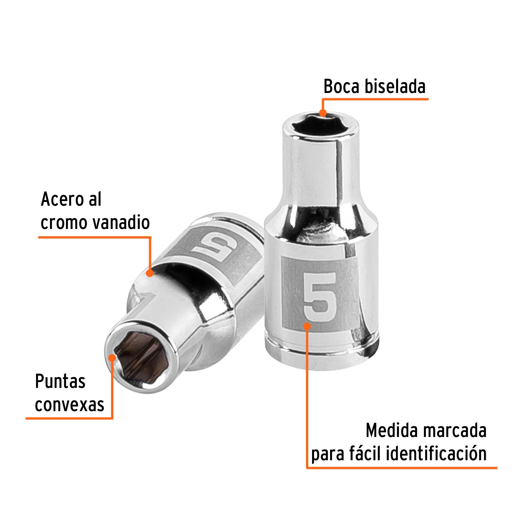 Dado de 5 mm, 6 puntas, cuadro 1/4", TRUPER