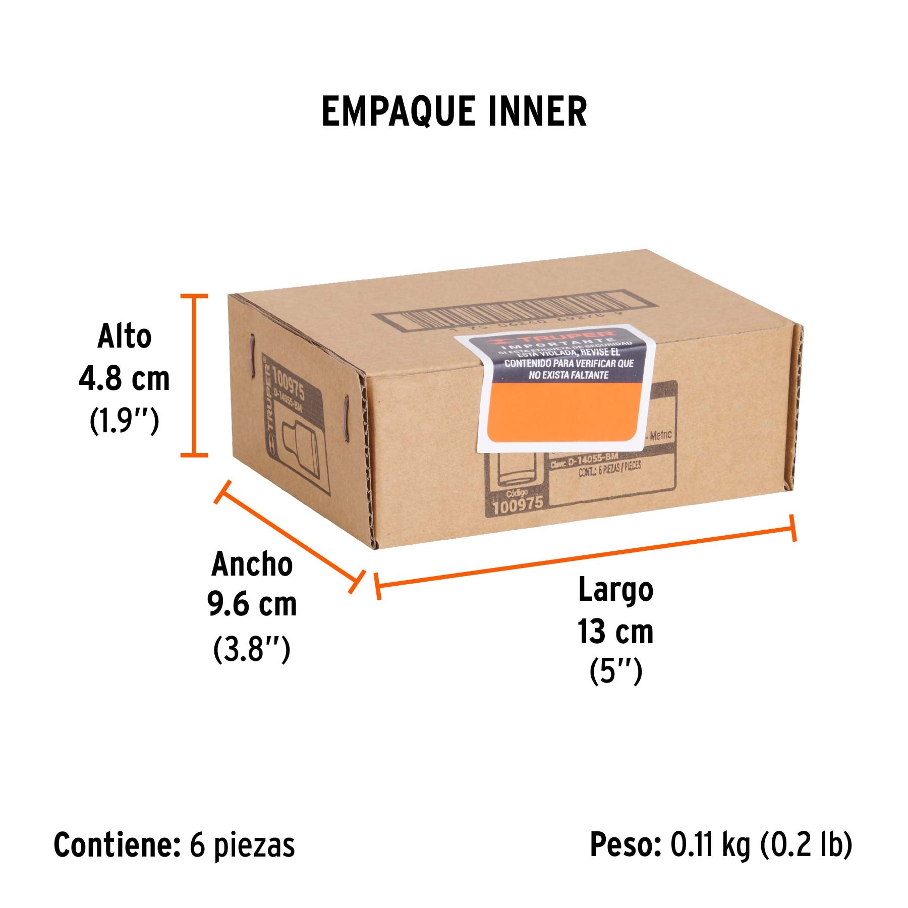 Dado de 5.5 mm, 12 puntas, cuadro 1/4", TRUPER - Empaque