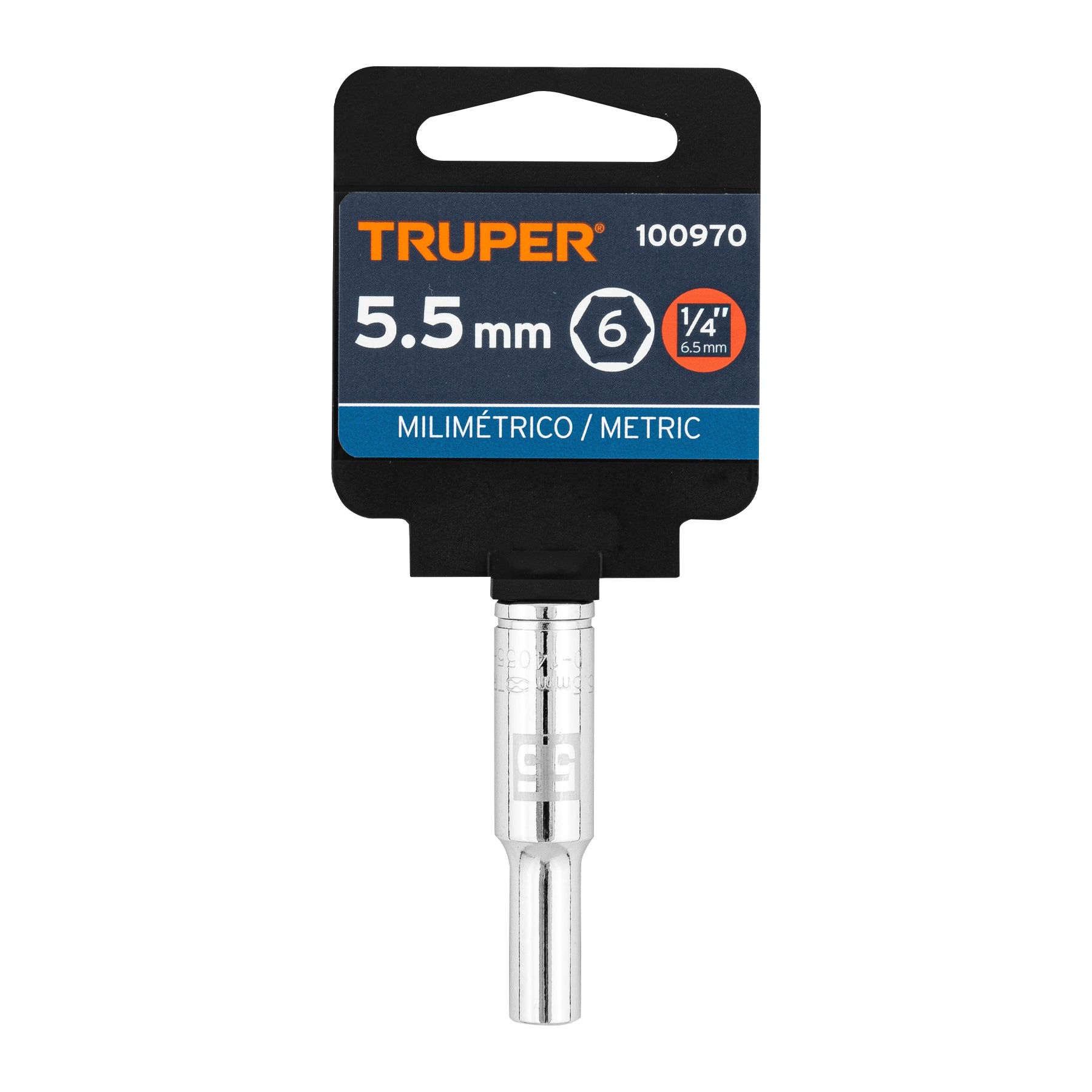 Dado largo de 5.5 mm, 6 puntas, cuadro 1/4", TRUPER